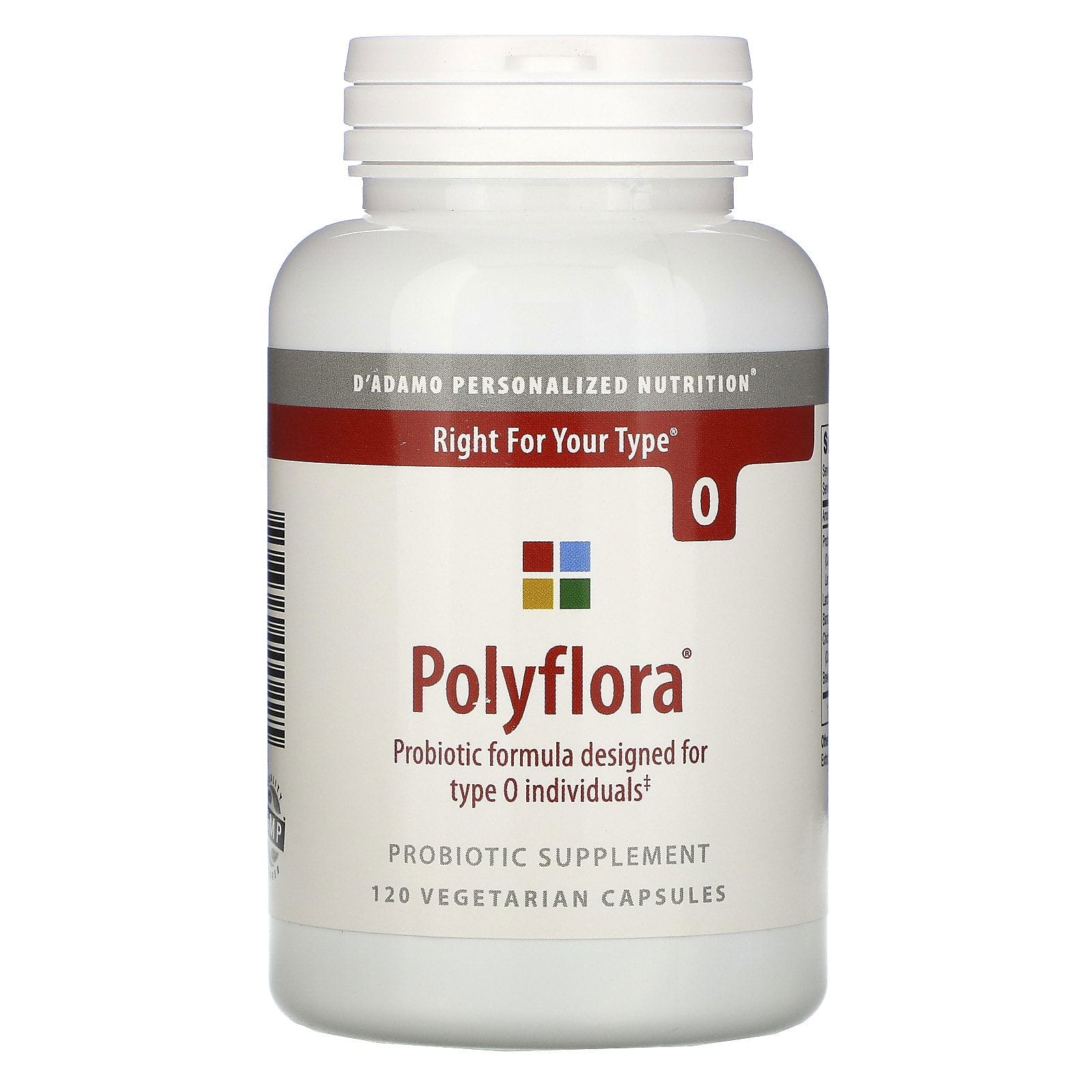 D'adamo, Polyflora, Probiotic Formula Designed for Blood Type O, 120 Vegetarian Capsules