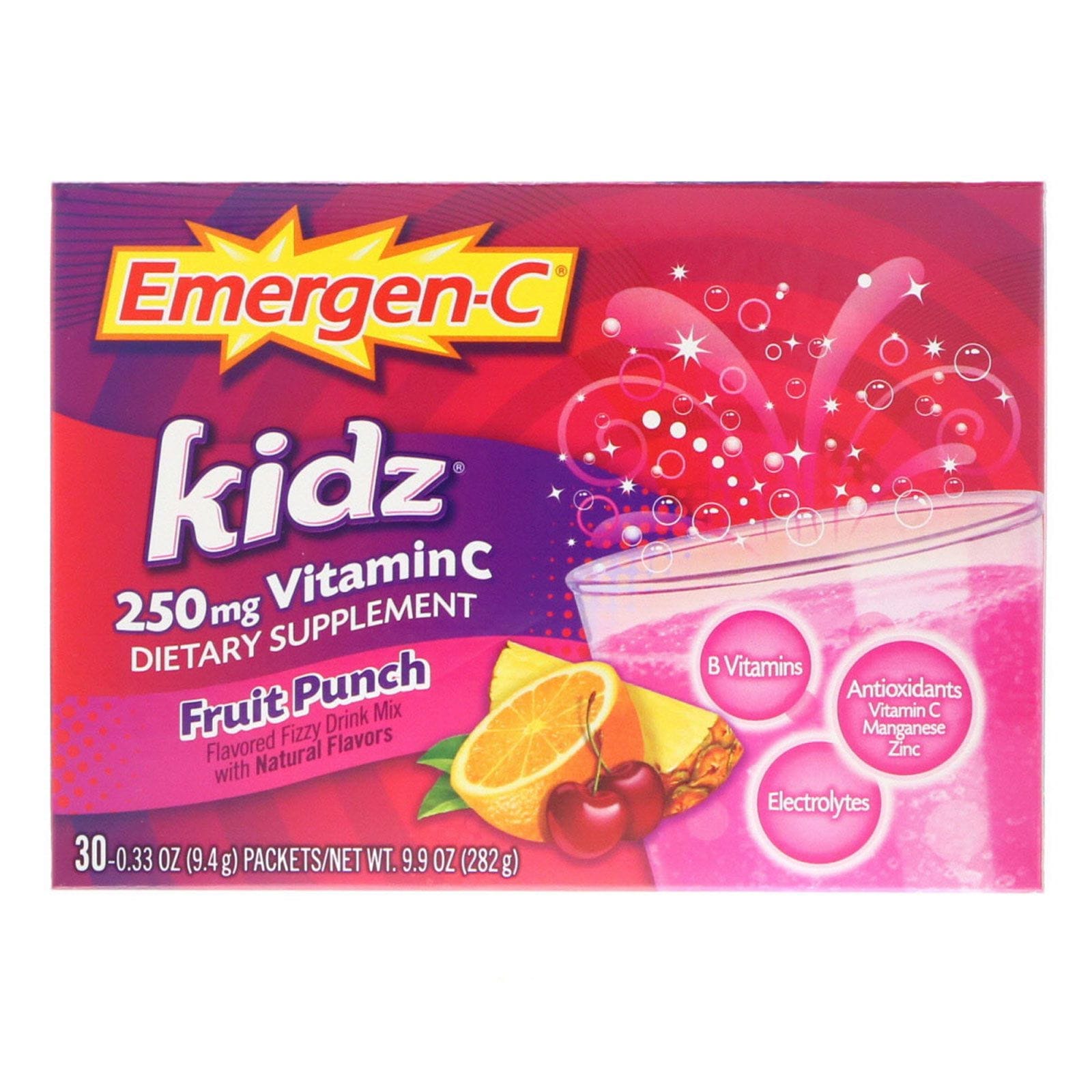 Emergen-C, Kidz, Ponche de Frutas, 30 Paquetes, 9.7 oz (276 g)