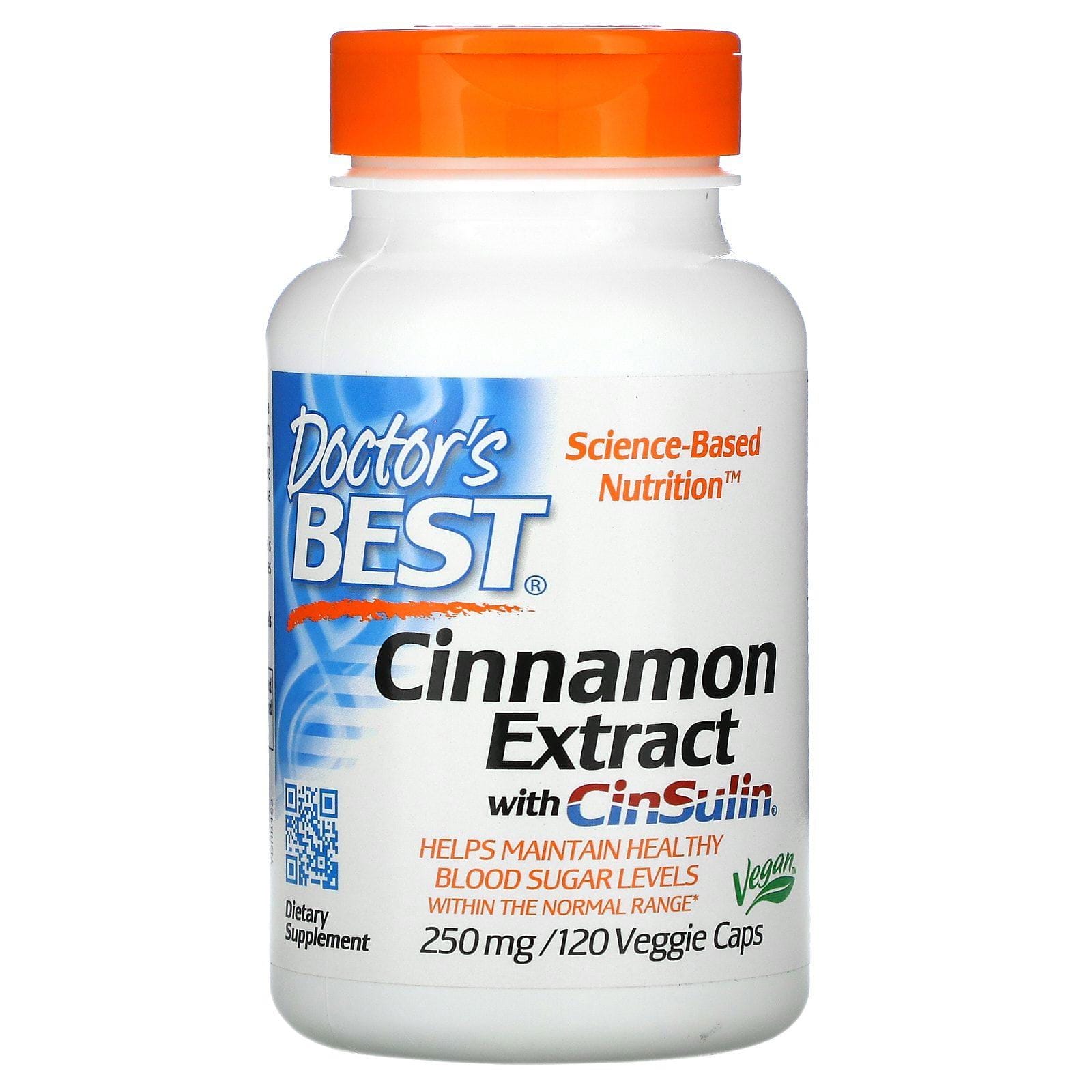 Doctor's Best, Extracto de canela con CinSulin, 250 mg , 120 cápsulas vegetales