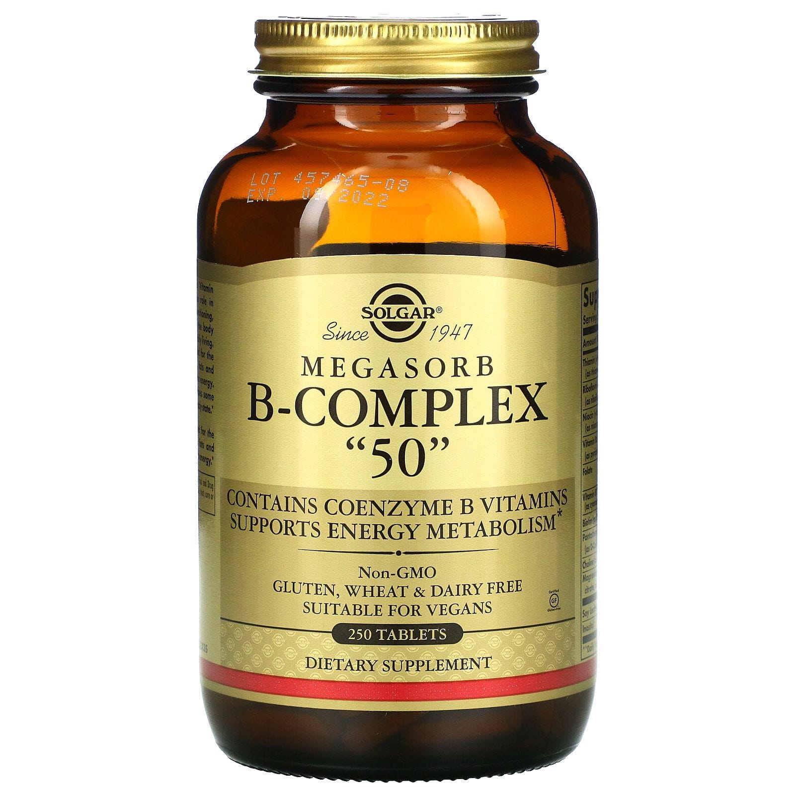 Solgar, Megasorb B-Complex "50", 250 Comprimidos