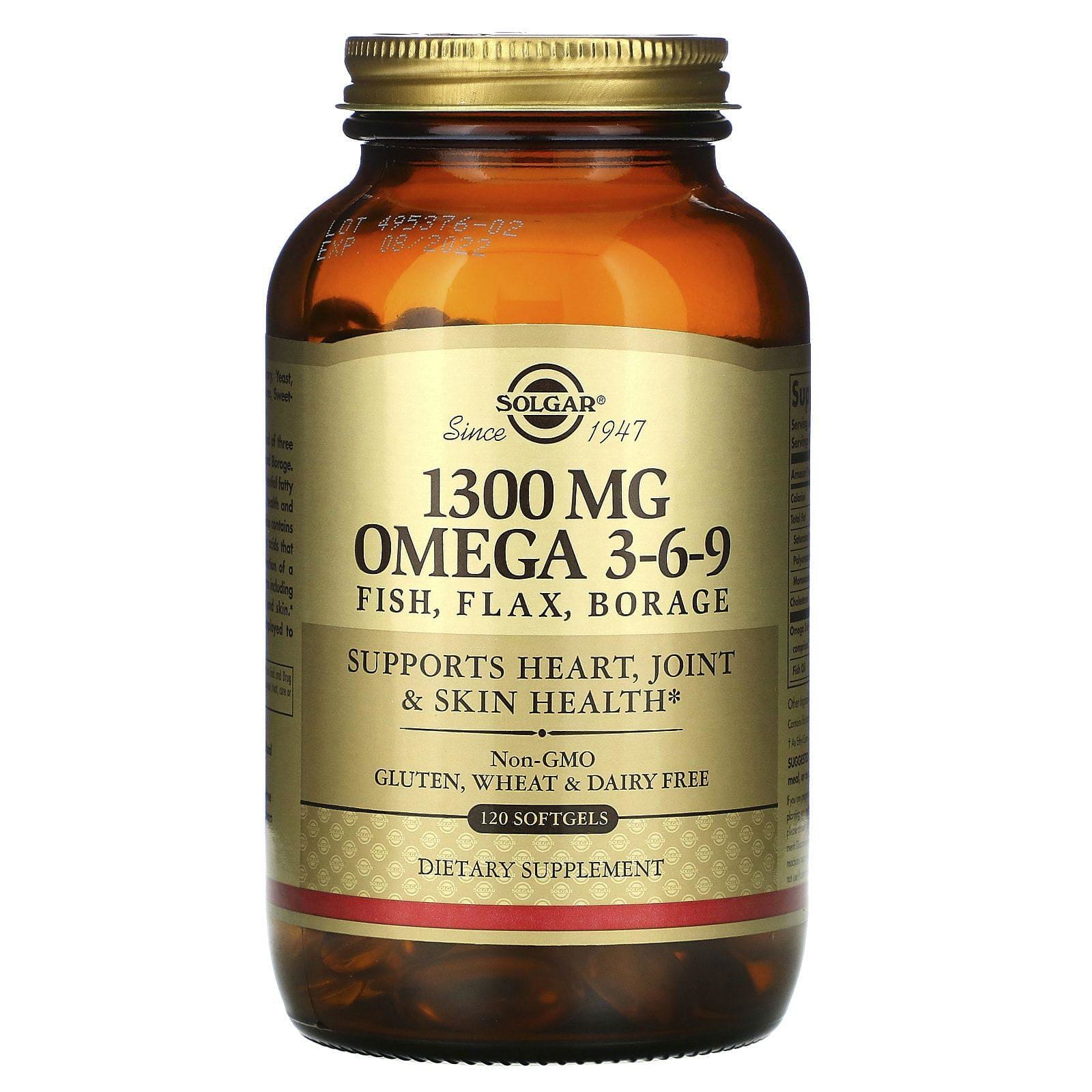 Solgar, Omega 3-6-9, 1300 mg, 120 cápsulas blandas