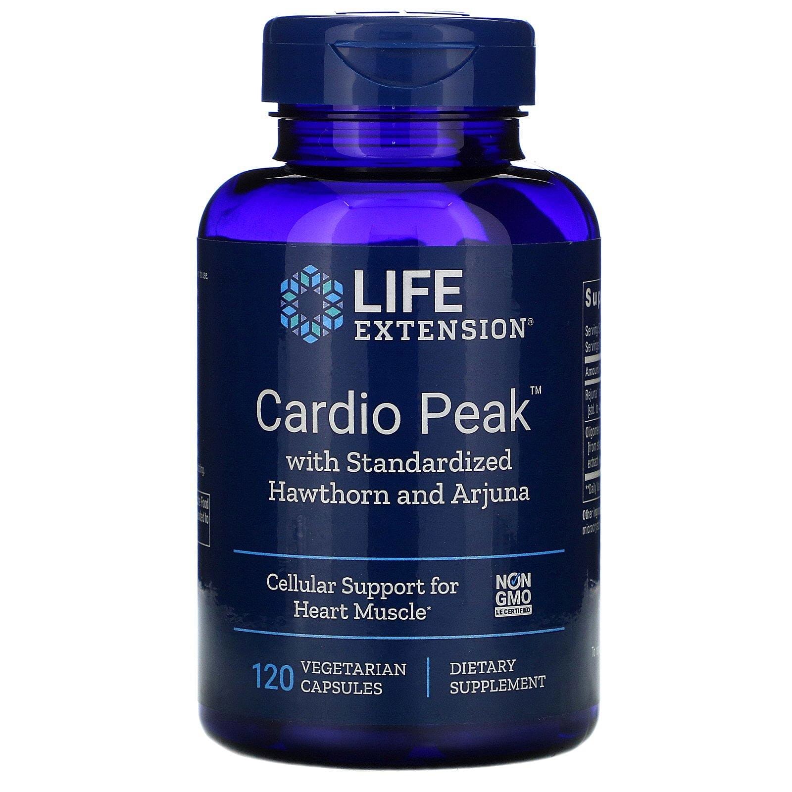Life Extension, Cardio Peak con espino estandarizado y arjuna, 120 cápsulas vegetarianas