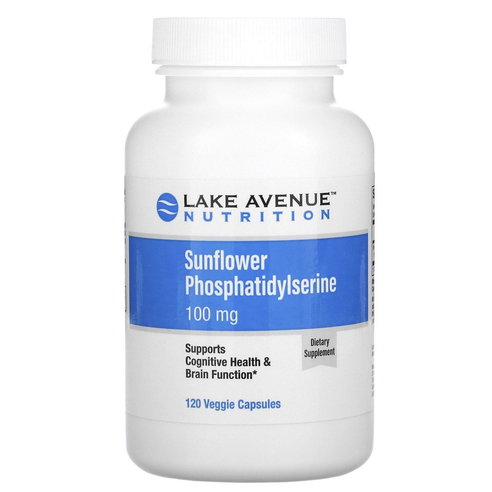 Lake Avenue Nutrition, Fosfatidilserina de girasol, 100 mg, 120 cápsulas vegetales