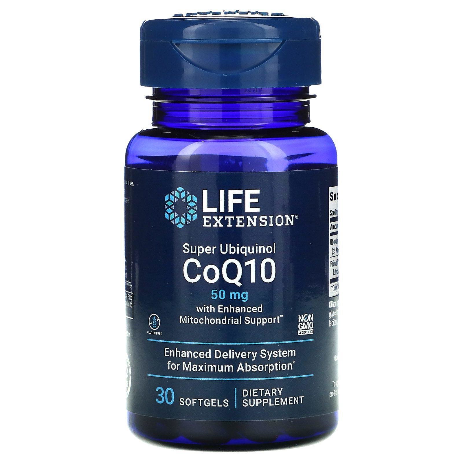 Life Extension, Super Ubiquinol CoQ10 con Soporte Mitocondrial Mejorado, 50 mg, 30 Pastillas Blandas de Gel