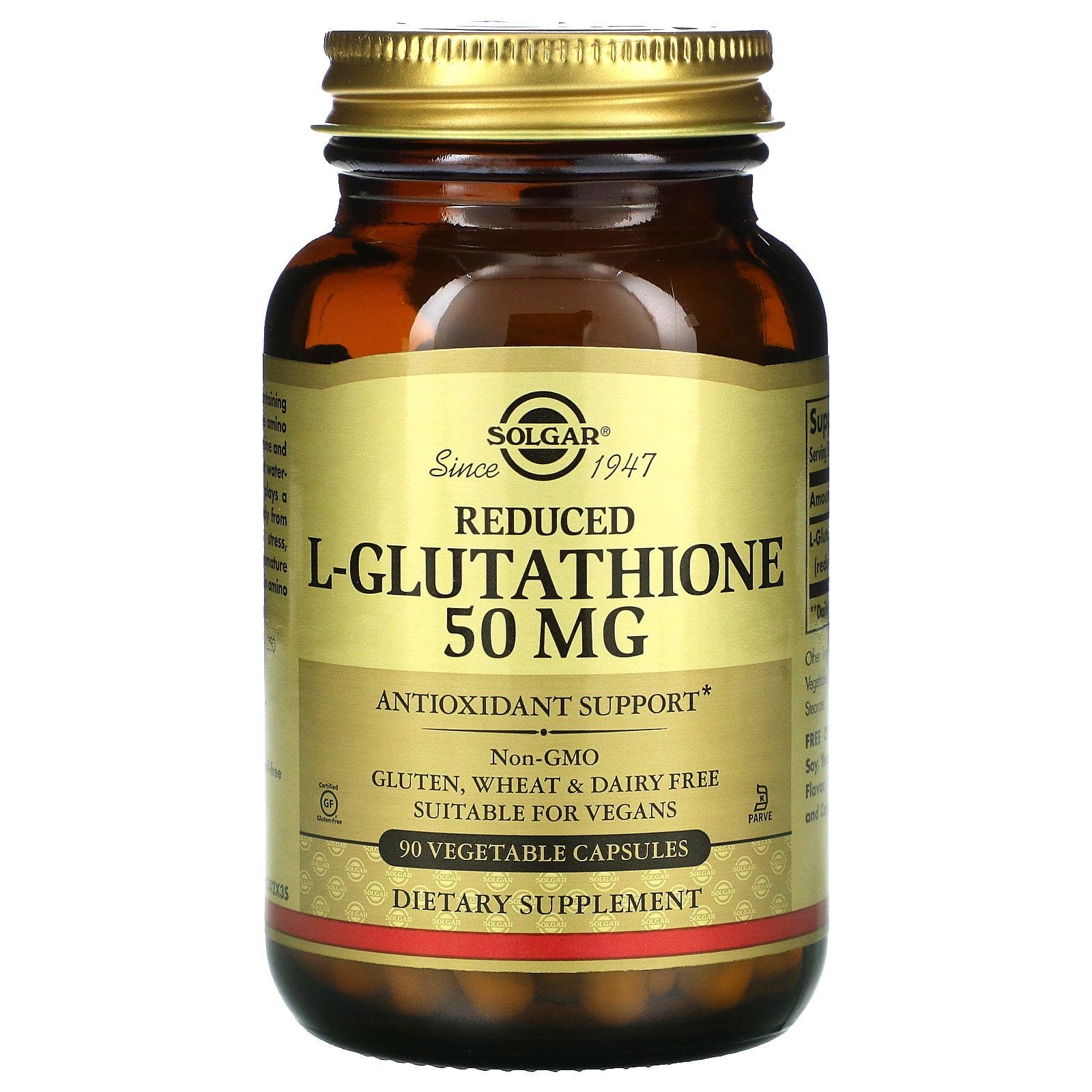 Solgar, L-glutatión reducido, 50 mg, 90 cápsulas vegetales