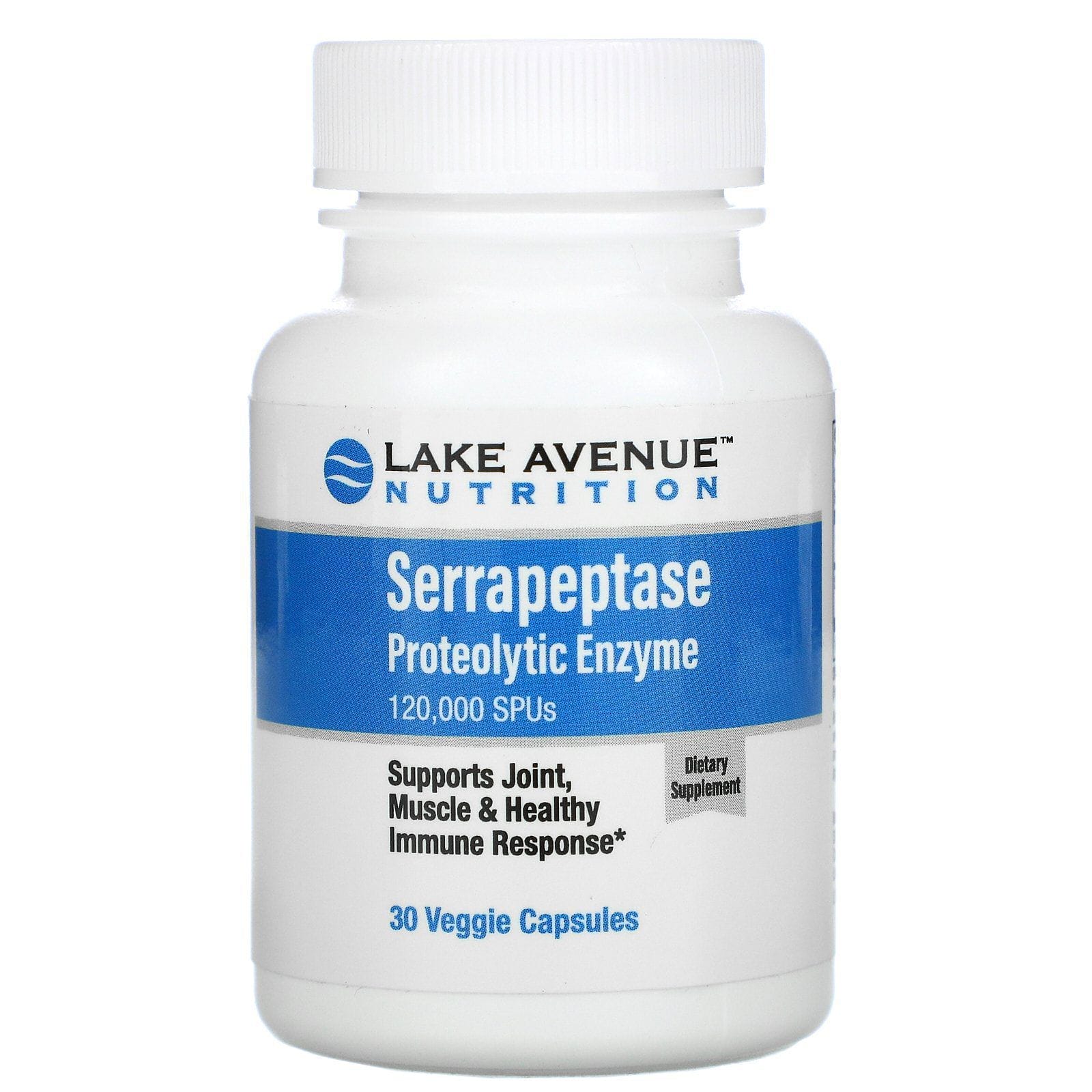 Lake Avenue Nutrition, Serrapeptasa, Enzima proteolítica, 120.000 SPU, 30 cápsulas vegetales