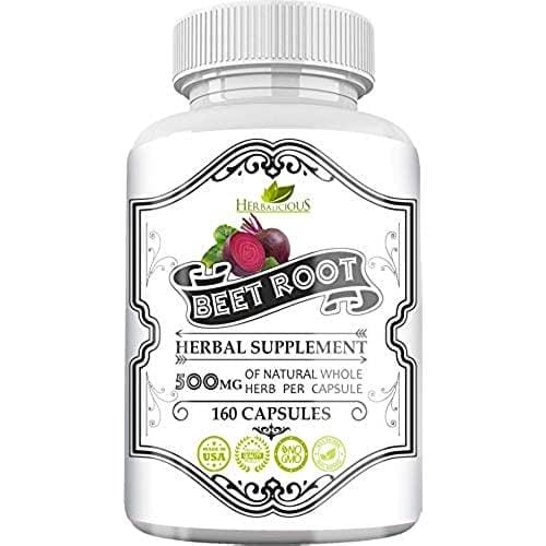 Herbalicious Beet Root Capsules - Herbal Supplement for Athletic Performance, Blood Pressure & Liver Support - Natural Energy Booster for Men & Women - Non-GMO & USA Made Formula - 160 Caps