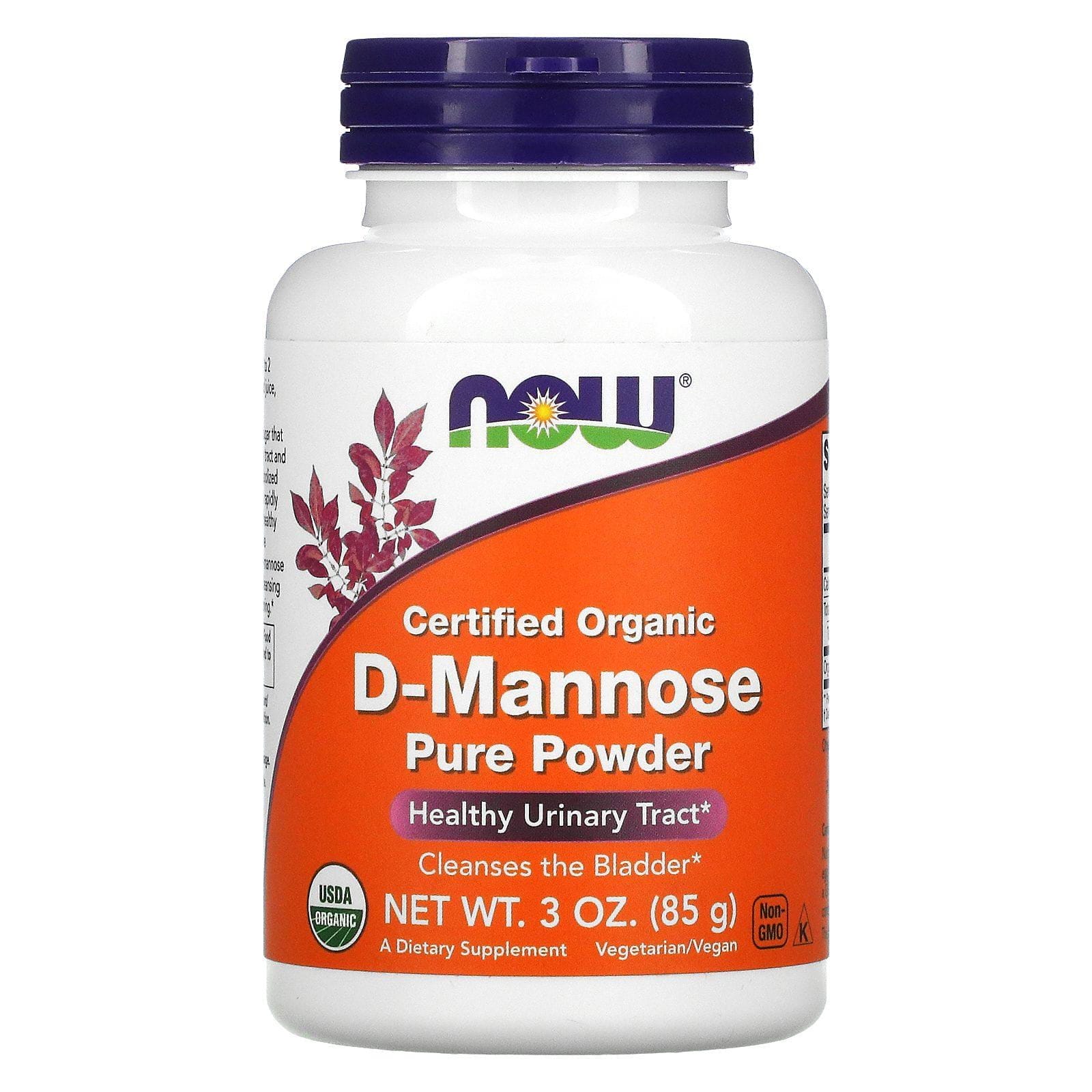Now Foods, D-manosa orgánica certificada pura en polvo, 85 g (3 oz)