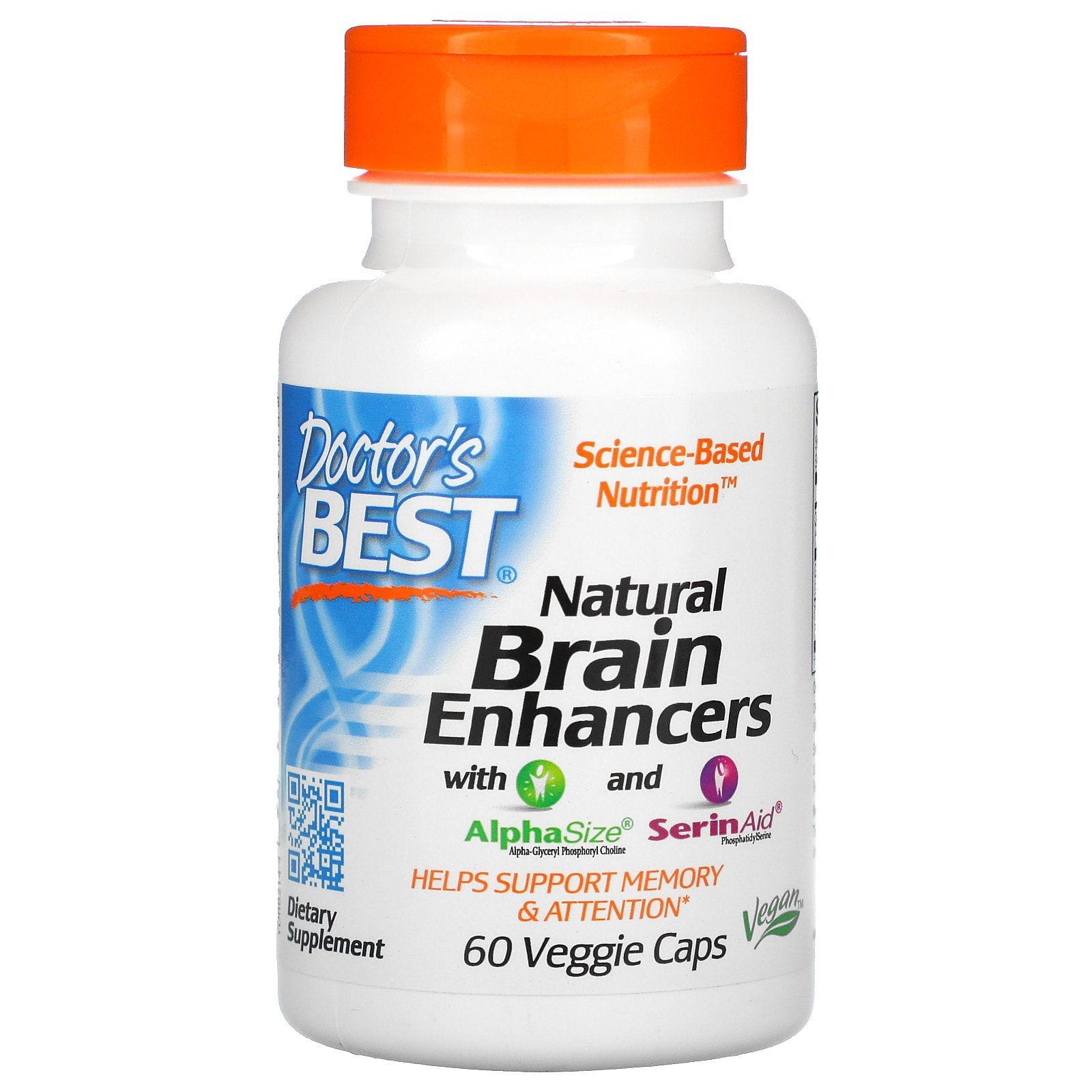 Doctor's Best, Potenciadores naturales del cerebro con AlphaSize y SerinAid, 60 cápsulas vegetales