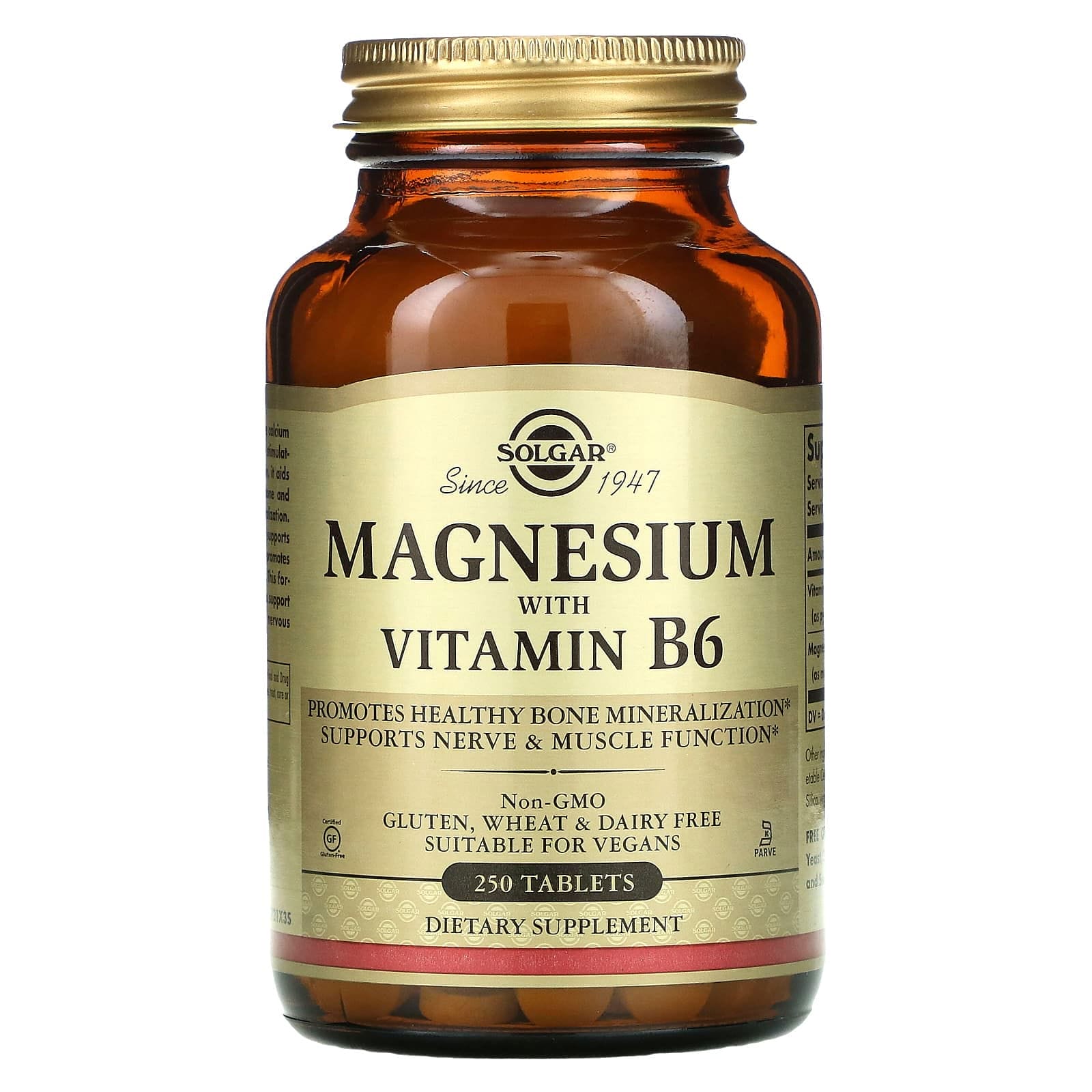 Solgar, Magnesio con vitamina B6, 250 comprimidos