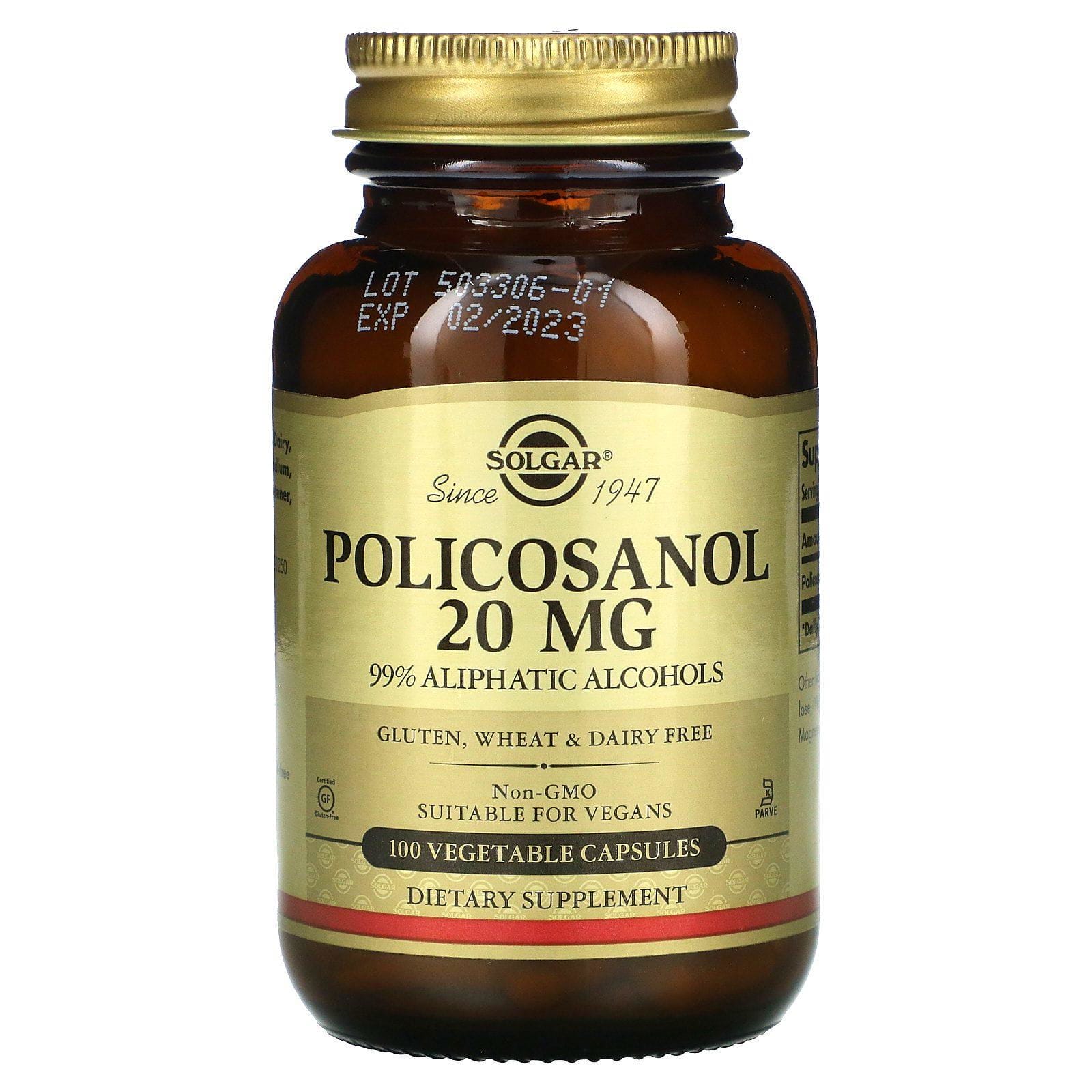 Solgar, Policosanol, 20 mg, 100 cápsulas vegetales