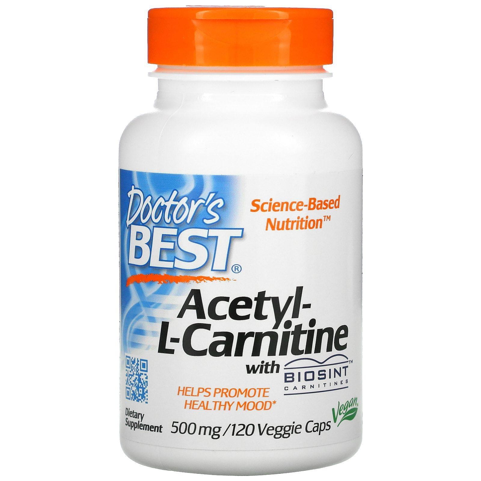 Doctor's Best, Acetil-L-carnitina con Biosint Carnitines, 500 mg, 120 cápsulas vegetales