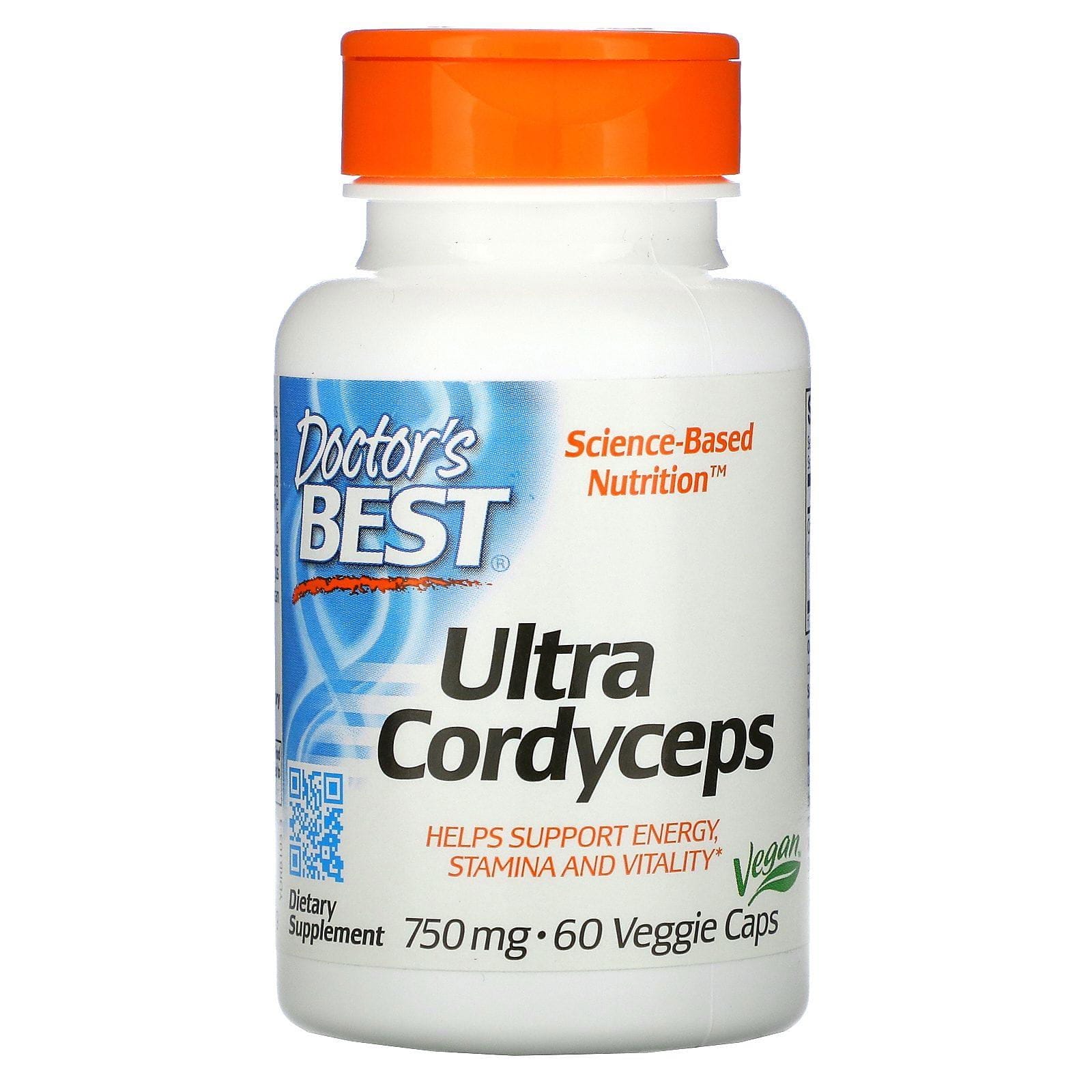Doctor's Best, Hongos Cordyceps ultra, 750 mg, 60 cápsulas vegetales