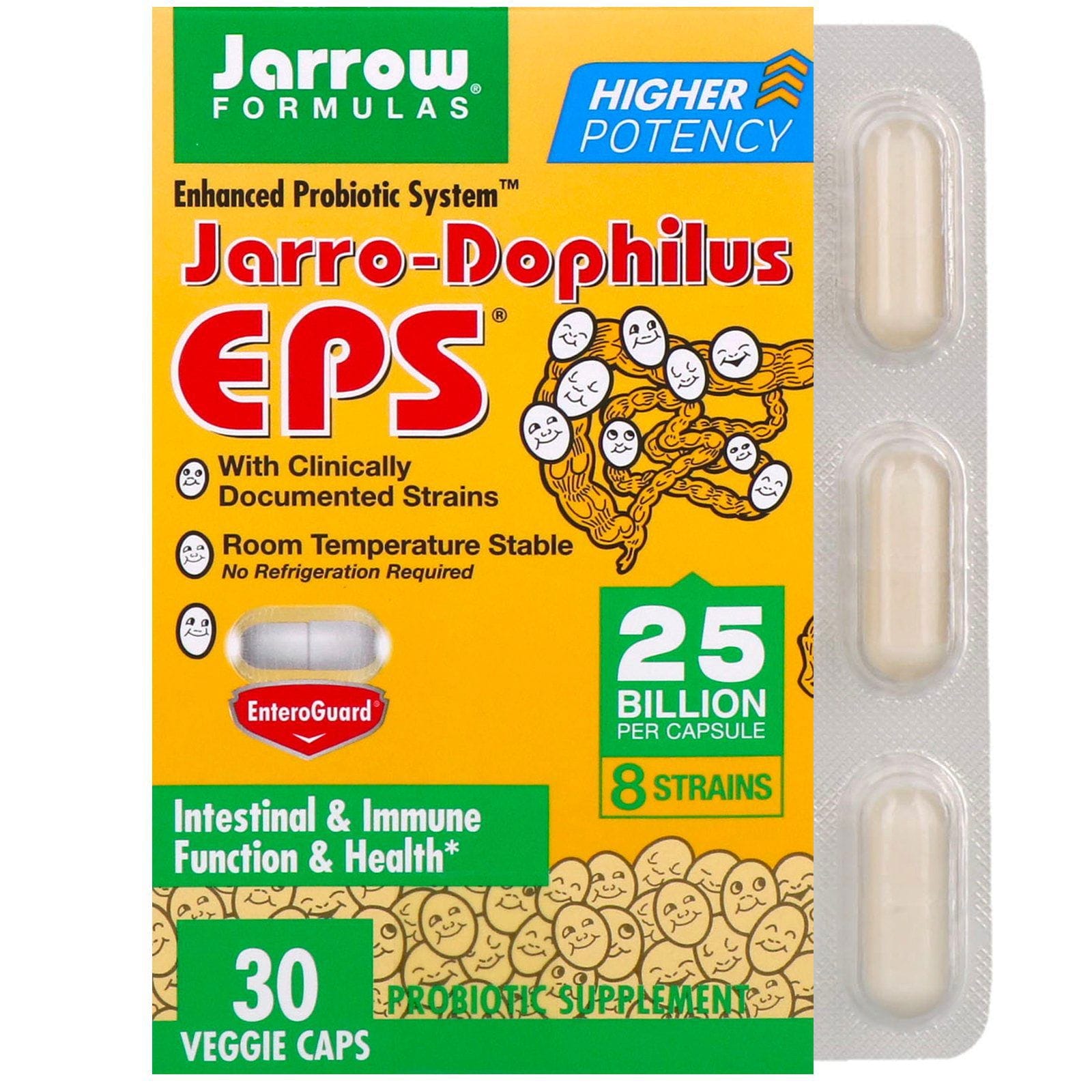 Jarrow Formulas, Jarro-Dophilus EPS, Sistema probiótico mejorado, 25 mil millones, 30 cápsulas vegetales