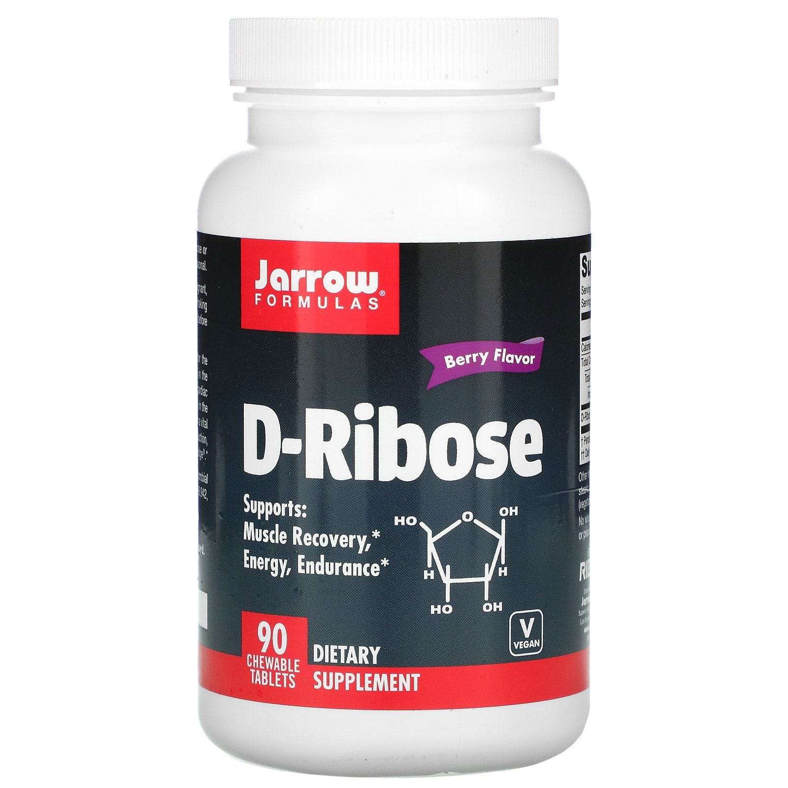 Jarrow Formulas, D-ribosa, Sabor a cereza, 90 comprimidos masticables