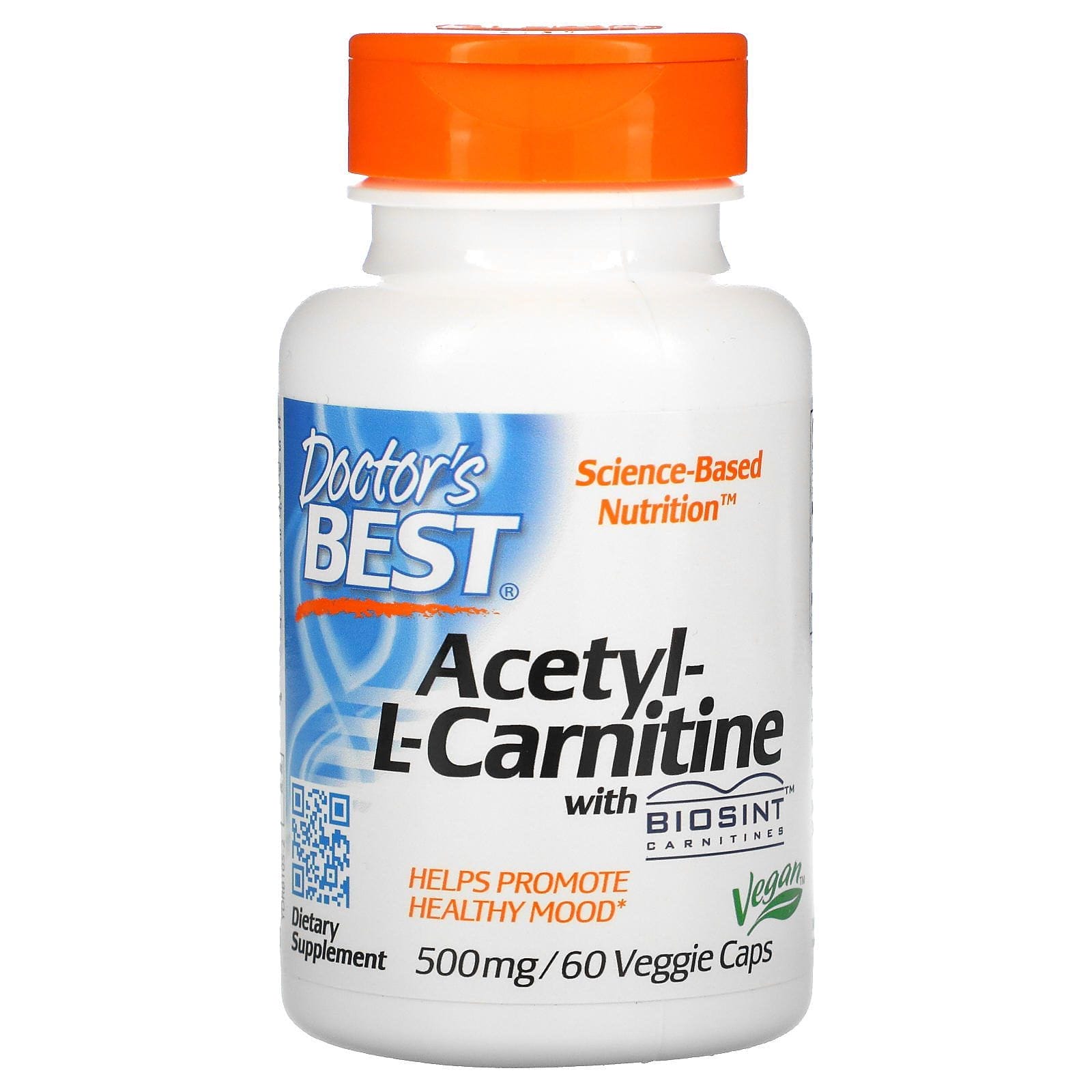 Doctor's Best, Acetil-L-Carnitina con Biosint Carnitines, 500 mg, 60 cápsulas vegetarianas