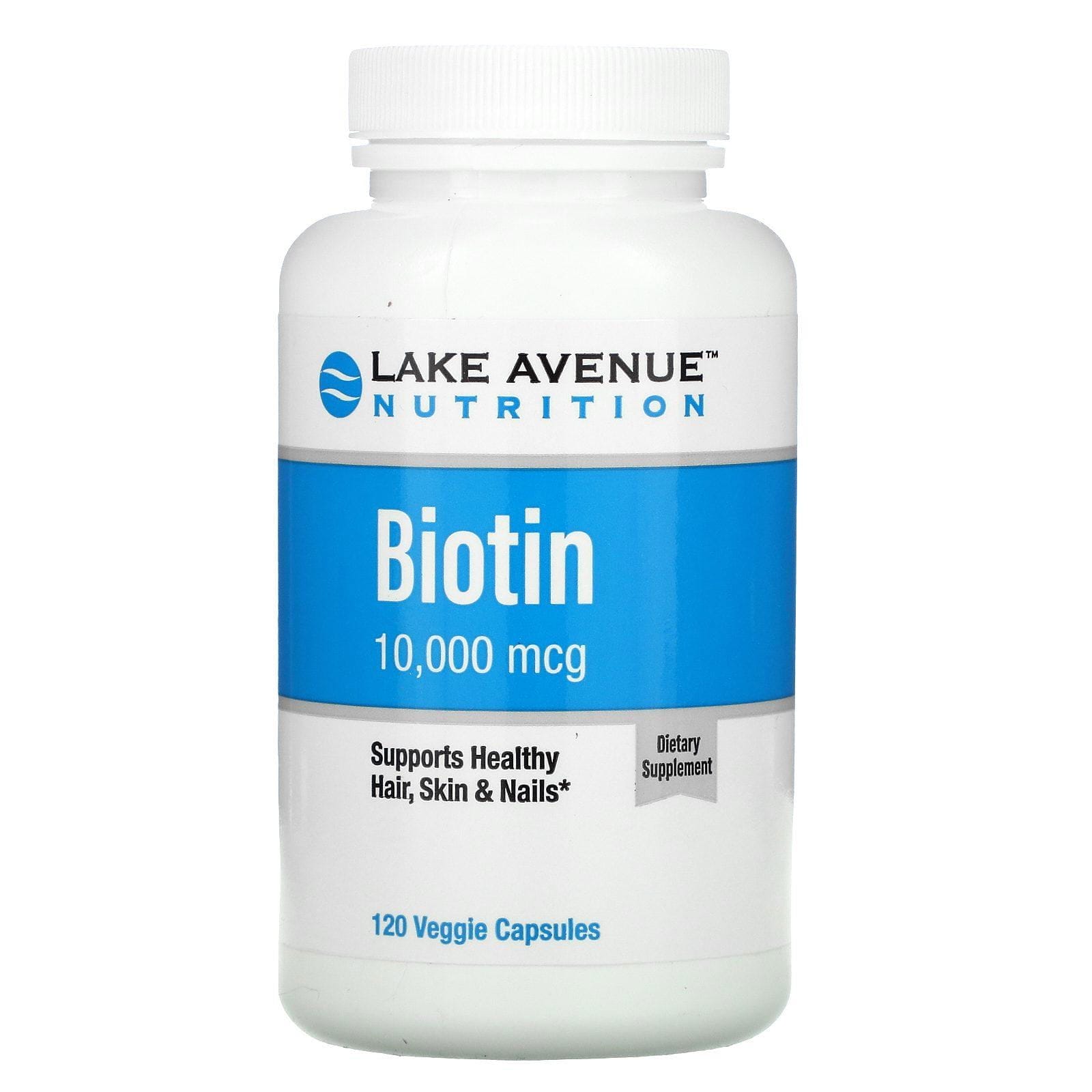 Lake Avenue Nutrition, Biotina, 10.000 mcg, 120 cápsulas vegetales