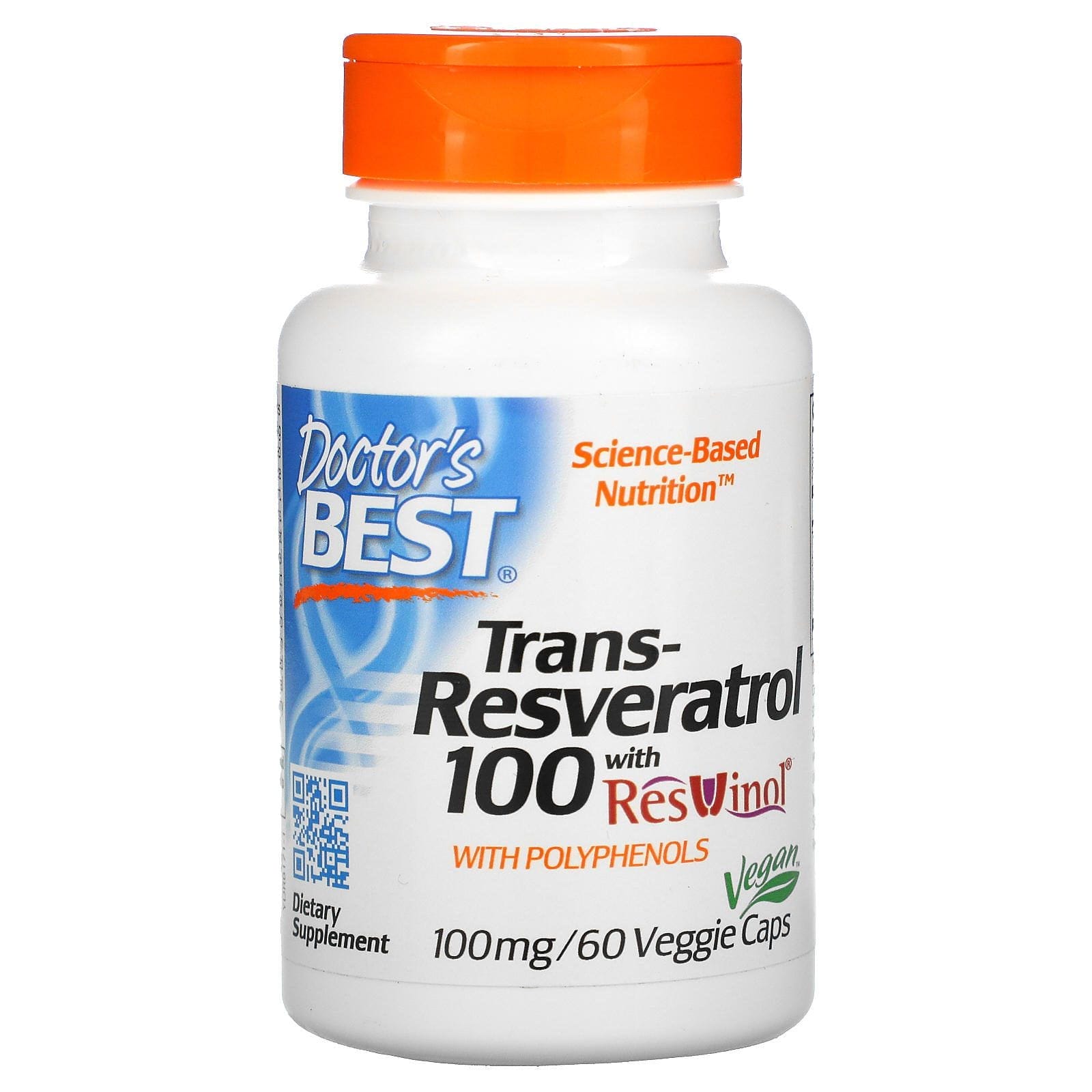 Doctor's Best, Trans-Resveratrol 100 with Resvinol, 100 mg, 60 Veggie Caps