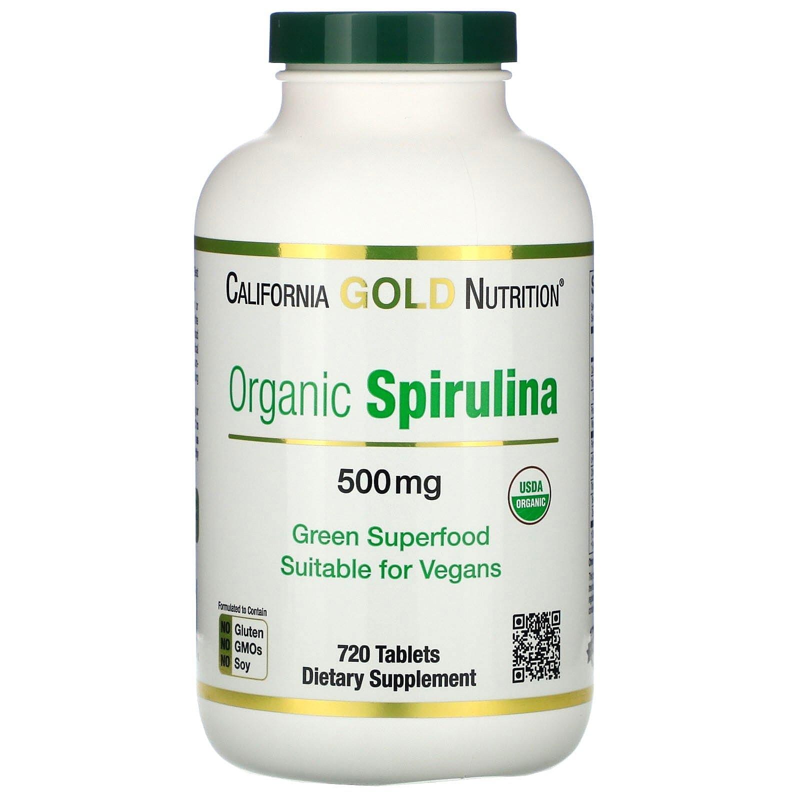 California Gold Nutrition, Espirulina orgánica, Certificada por USDA, 500 mg, 720 comprimidos