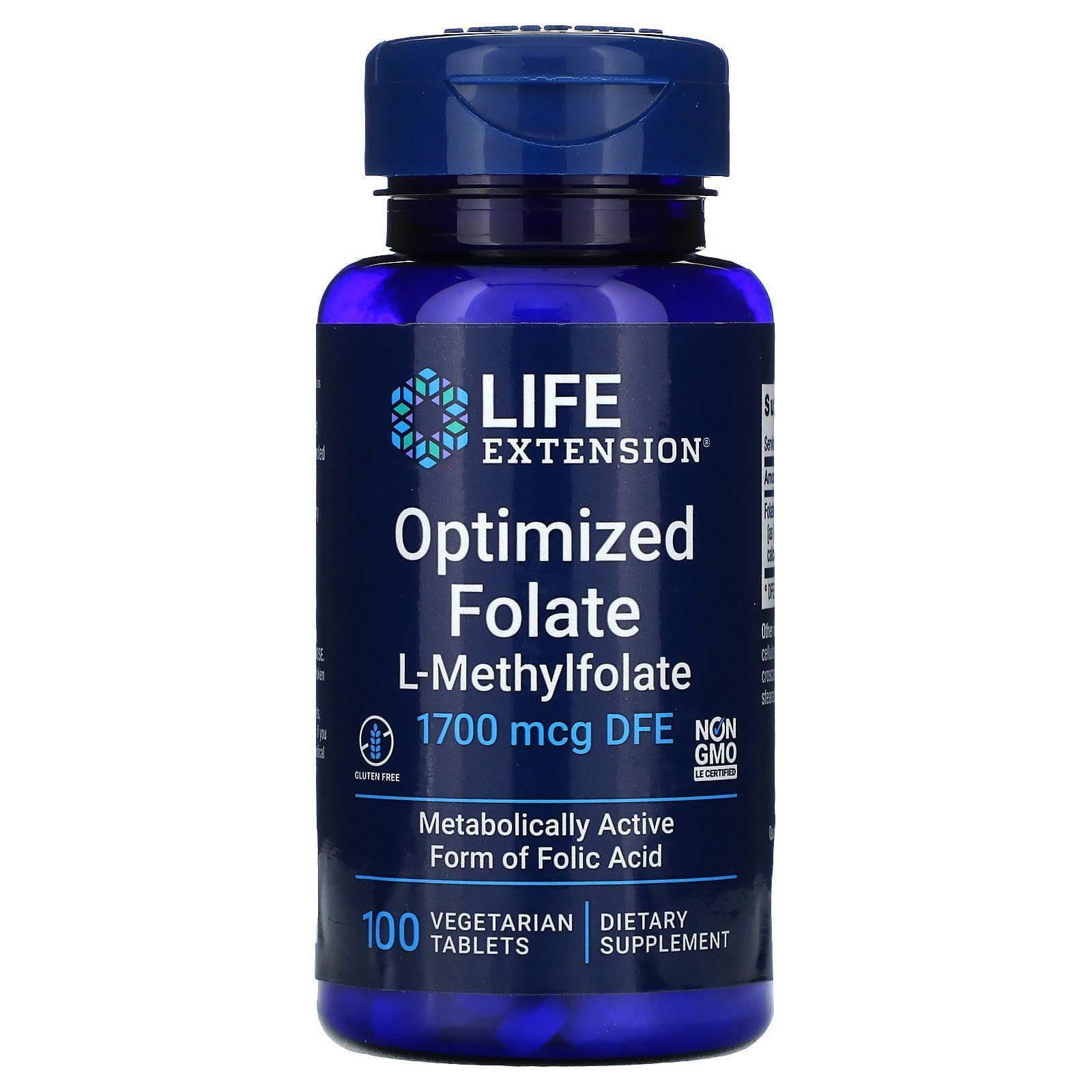 Life Extension, Optimized Folate, 1,700 mcg, 100 Vegetarian Tablets