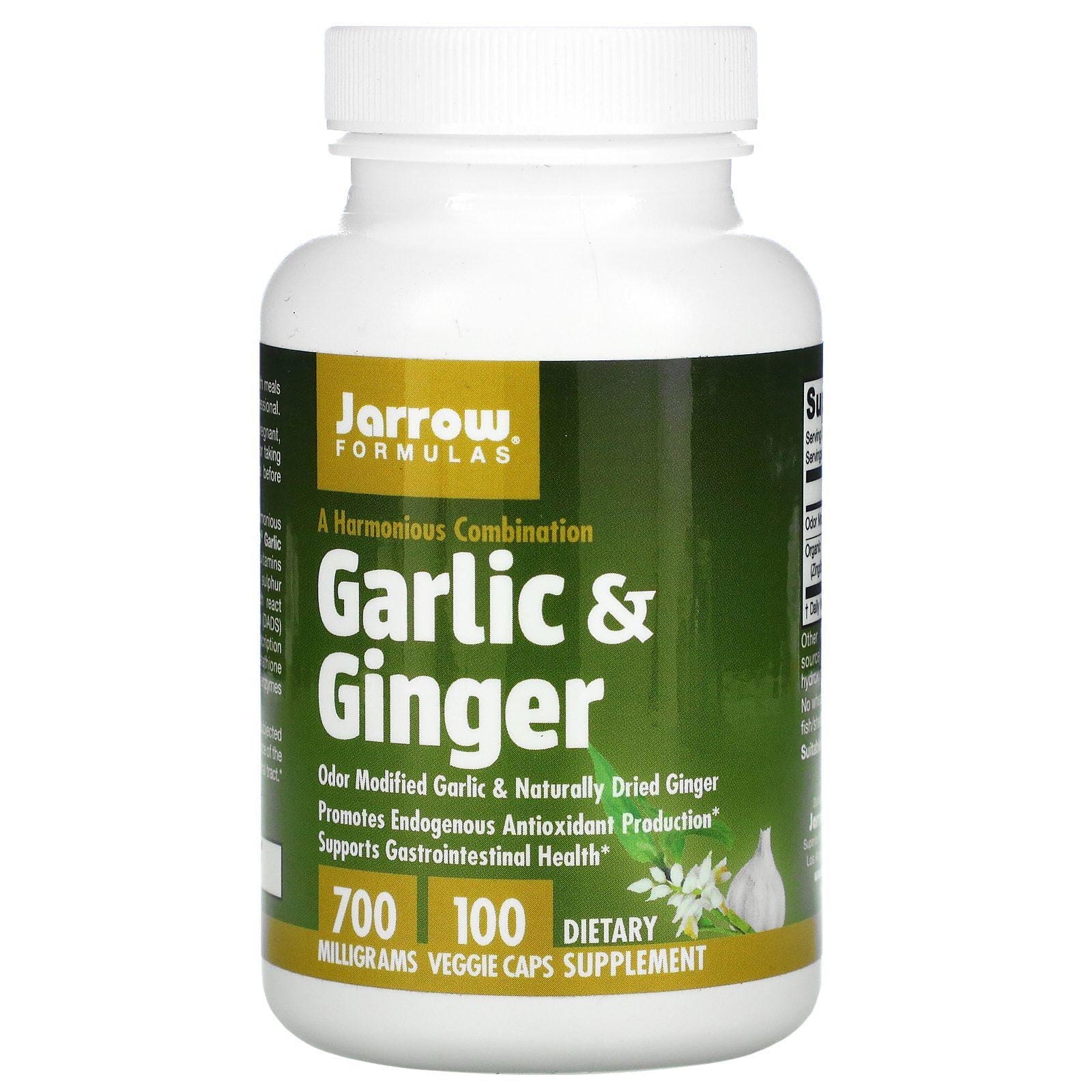 Jarrow Formulas, Ajo y jengibre, 700 mg, 100 cápsulas vegetales