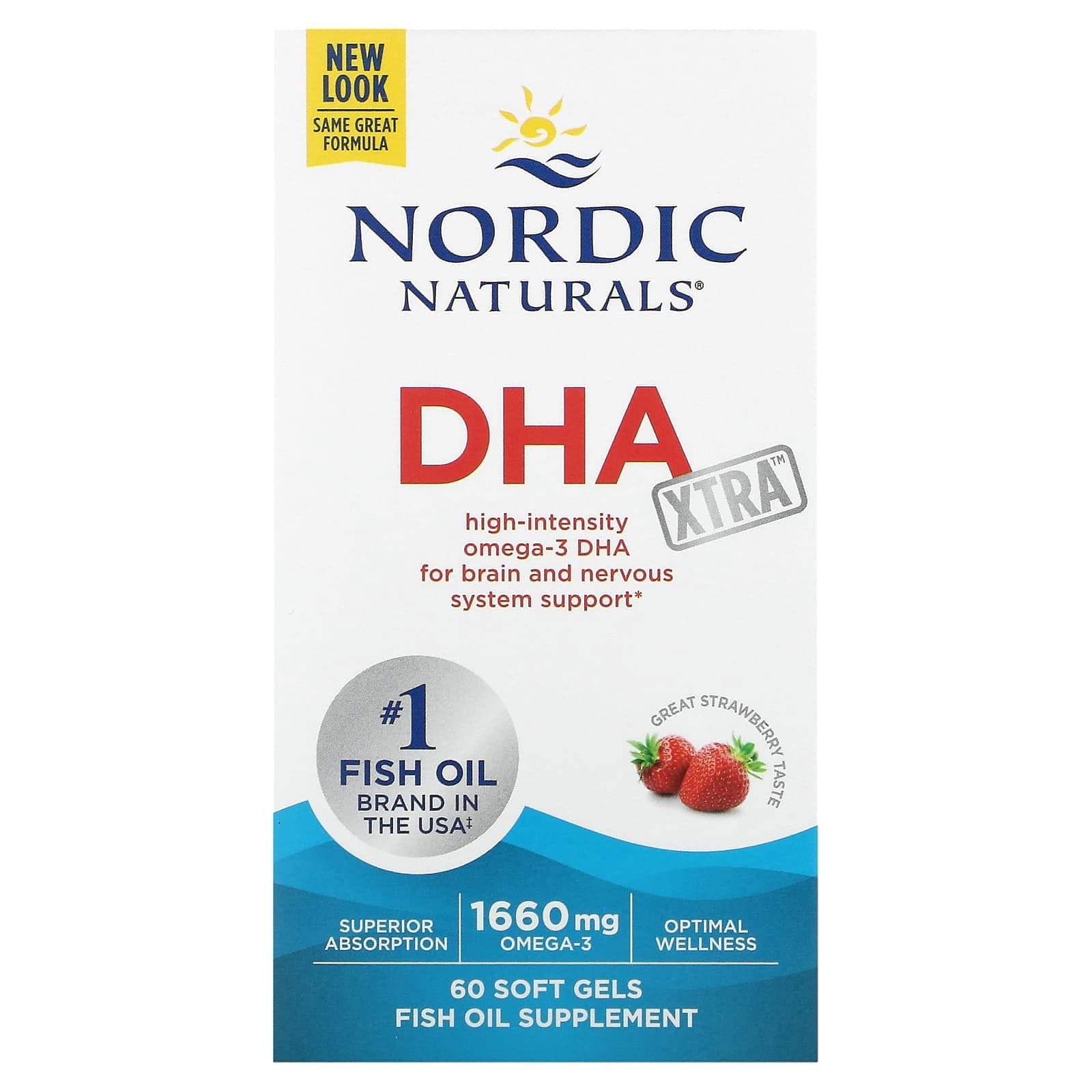 Nordic Naturals, DHA Xtra, Fresa, 60 cápsulas blandas