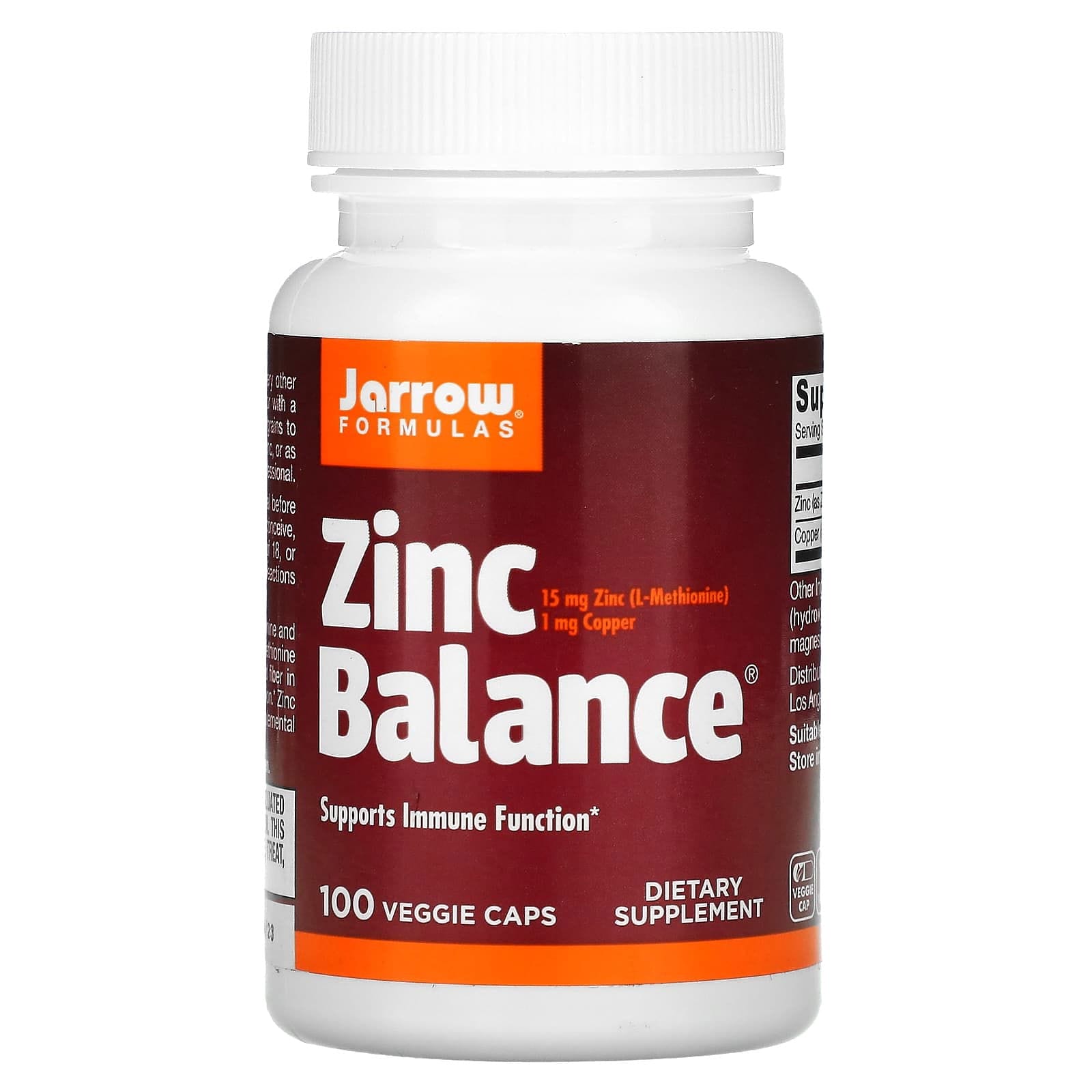 Jarrow Formulas, Zinc Balance, Suplemento alimentario, 100 cápsulas vegetales