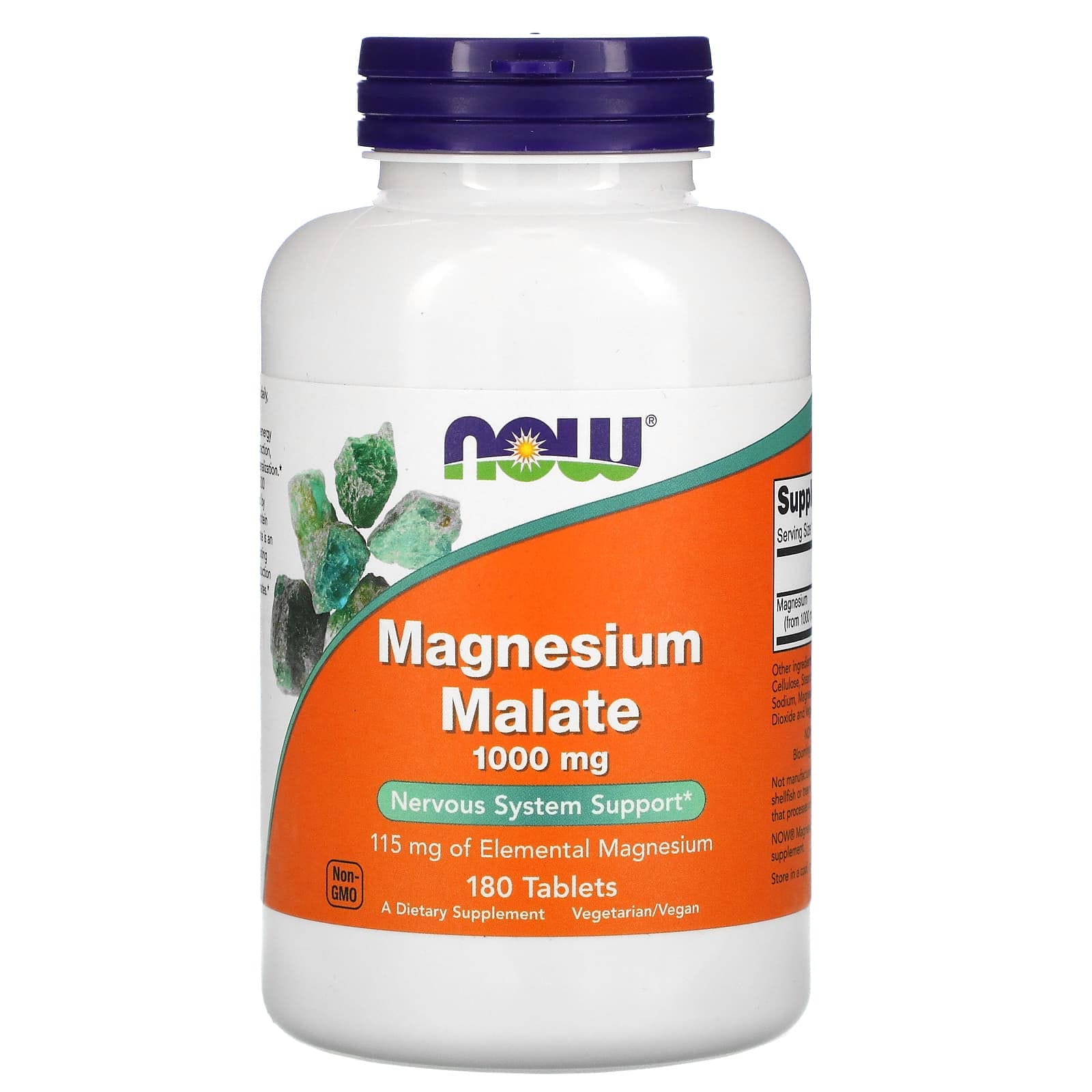 NOW Foods, Malato de magnesio, 1000 mg, 180 comprimidos