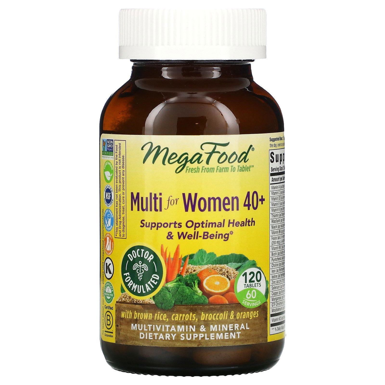 MegaFood, Suplemento multivitamínico para mujeres mayores de 40 años, 120 comprimidos