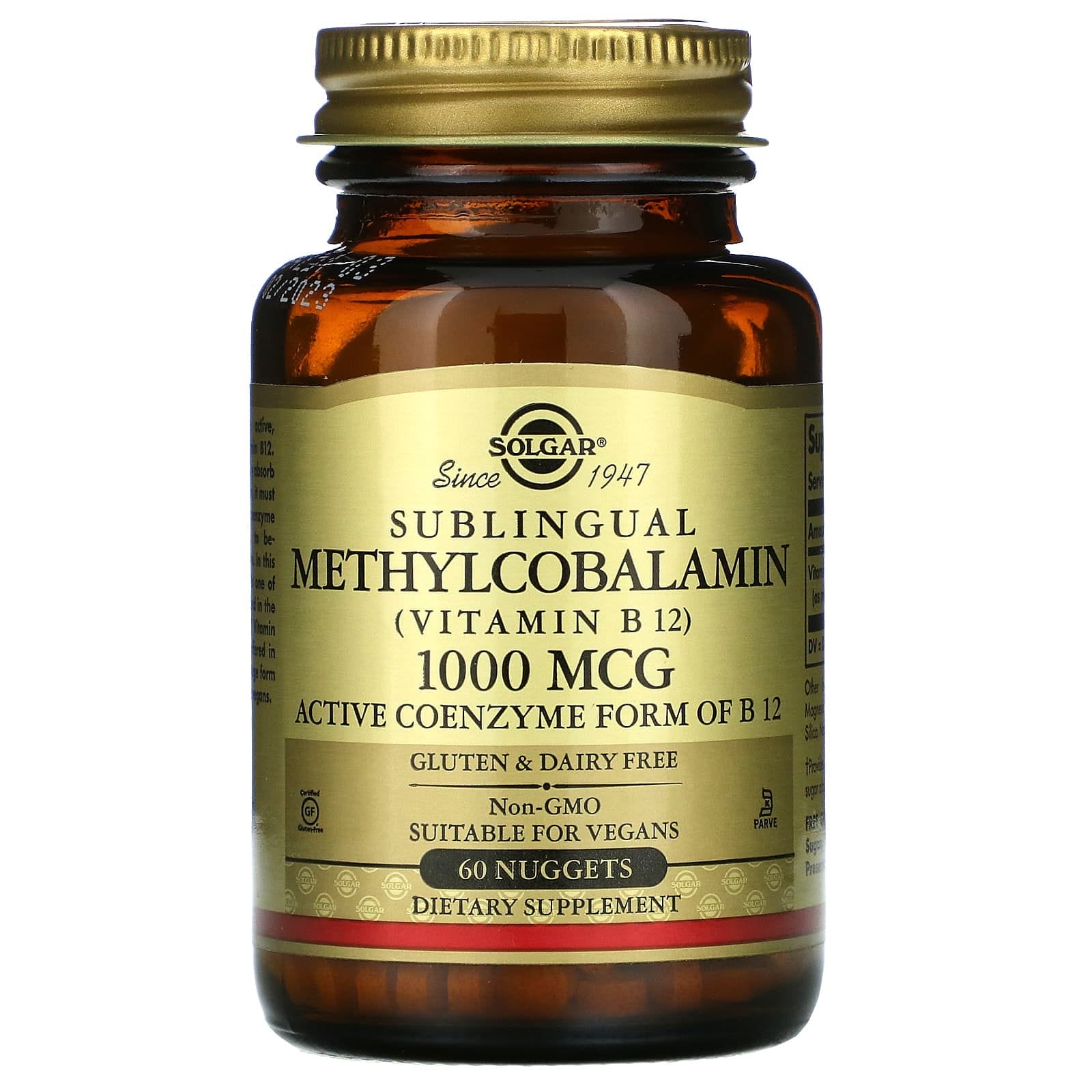 Solgar, Metilcobalamina (vitamina B12) sublingual, 1000 mcg, 60 comprimidos pequeños