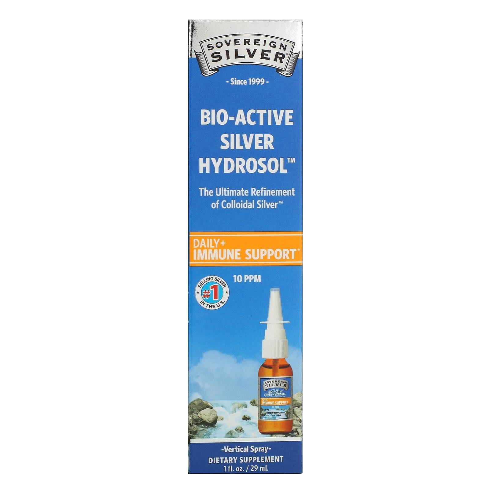 Sovereign Silver, Bio-Active Silver Hydrosol, Aerosol vertical, 10 ppm, 29 ml (1 oz líq.)