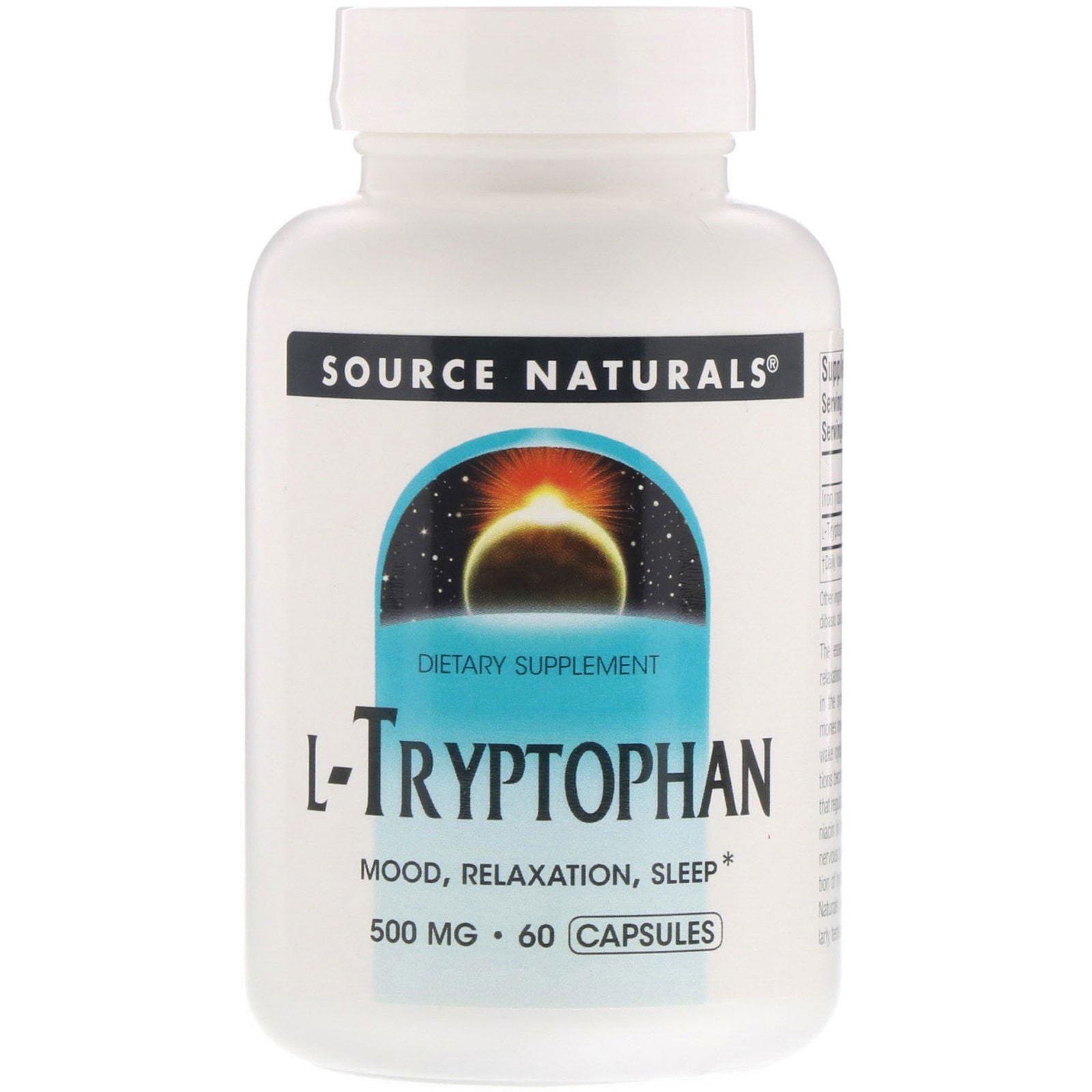 Source Naturals, L-triptófano, 500 mg, 60 cápsulas