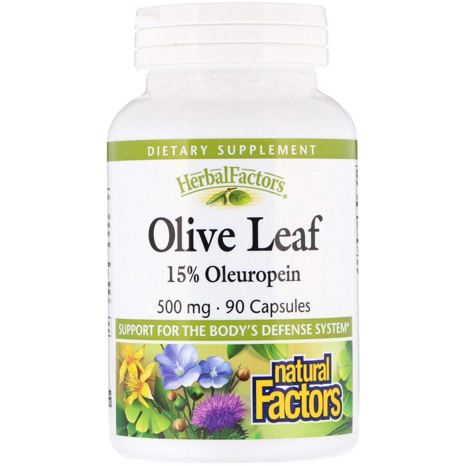 Natural Factors, Hoja de olivo, 500 mg, 90 cápsulas