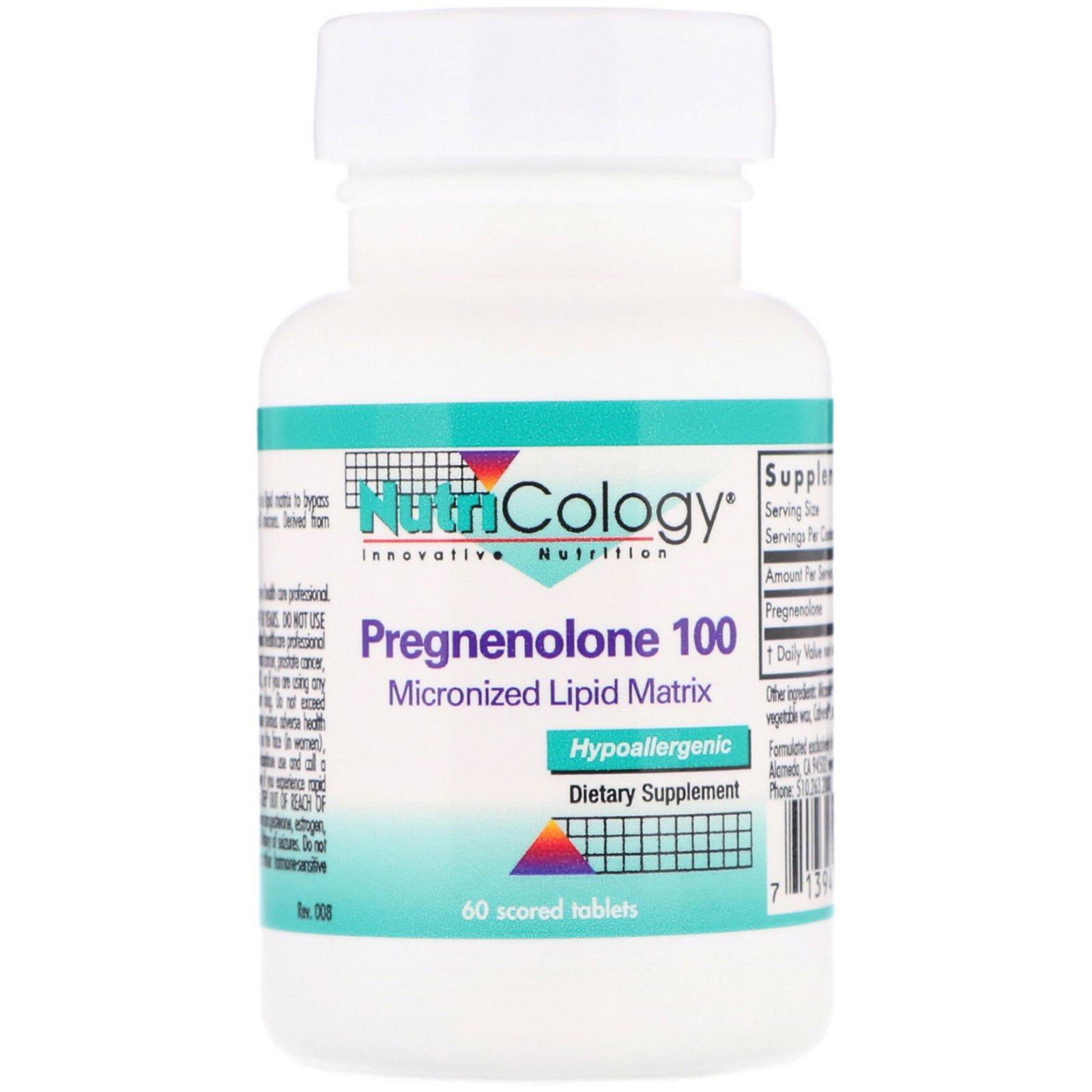 Nutricology, Pregnenolona 100, 60 comprimidos ranurados