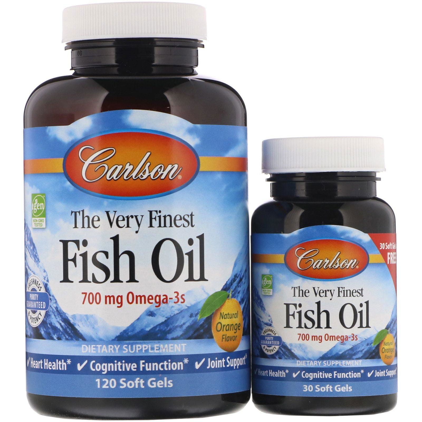 Carlson Labs, El aceite de pescado más fino, sabor de naranja natural, 120 + 30 geles suaves gratis