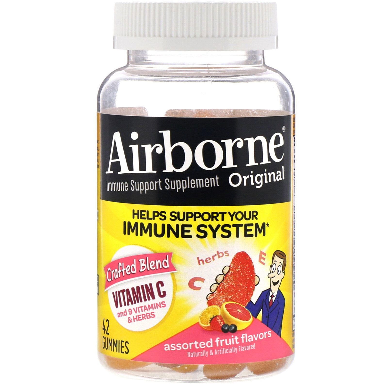 AirBorne, Suplemento original para el sistema inmounológico, sabores de fruta surtidos, 42 gomas masticables