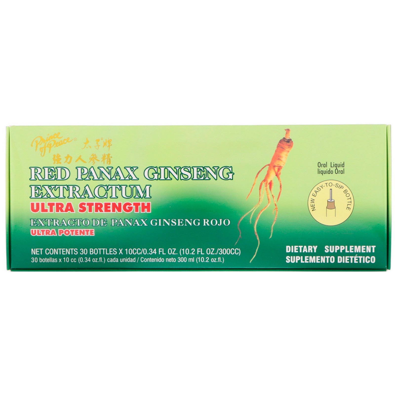 Prince of Peace, Extracto de Panax Ginseng Rojo, Ultra Potente, 30 Botellas, 0.34 fl oz (10 cc) c/u