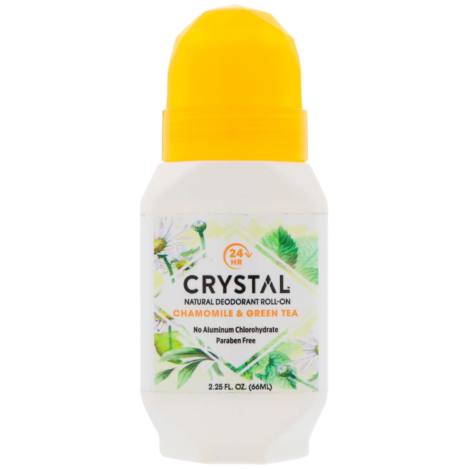 Crystal Body Deodorant, Desodorante natural roll-on, Manzanilla y Té Verde, 2.25 fl oz (66 ml)