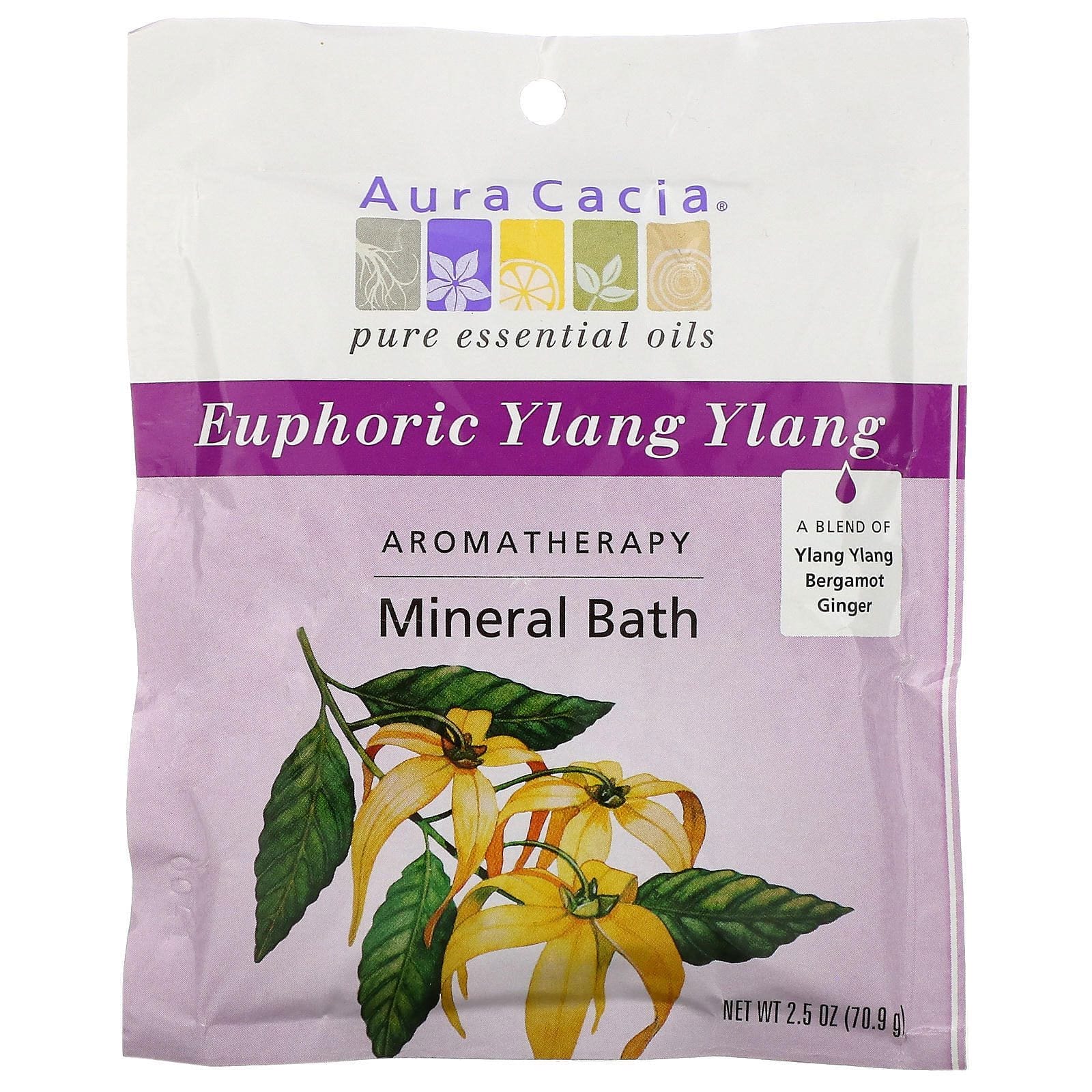 Aura Cacia, Baño de Aromaterapia con Minerales, Euphoric Ylang Ylang - 2,5 oz (70,9 g)