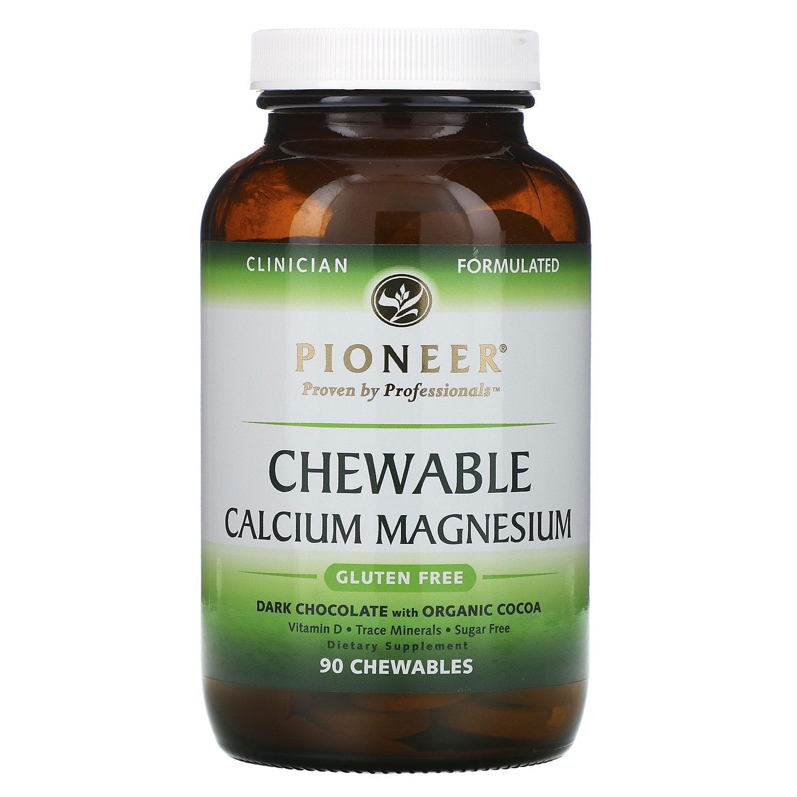 Pioneer Nutritional Formulas, Calcio magnesio masticable, Chocolate amargo con cacao orgánico, 90 masticables