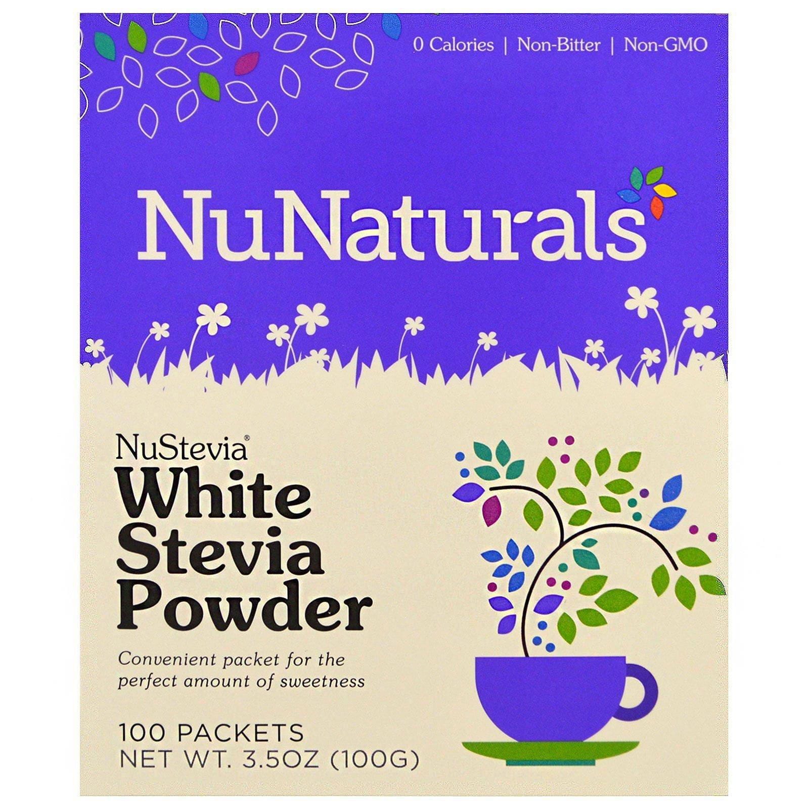 NuNaturals, NuStevia, Polvo de Stevia Blanco, 100 Paquetes, 3.5 oz (100 g)