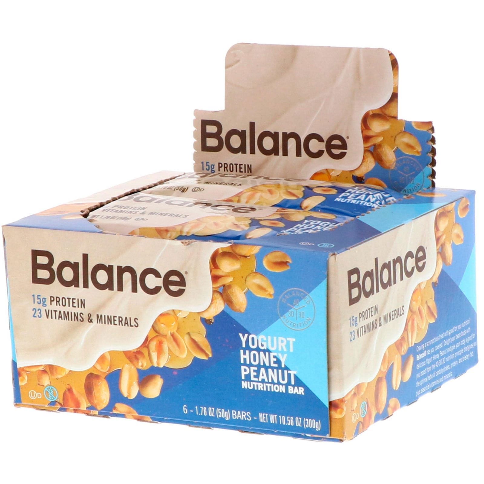 Balance Bar, Barra nutricional, yoghurt, miel y maní, 6 barras, 1,76 onzas (50 g) c/u