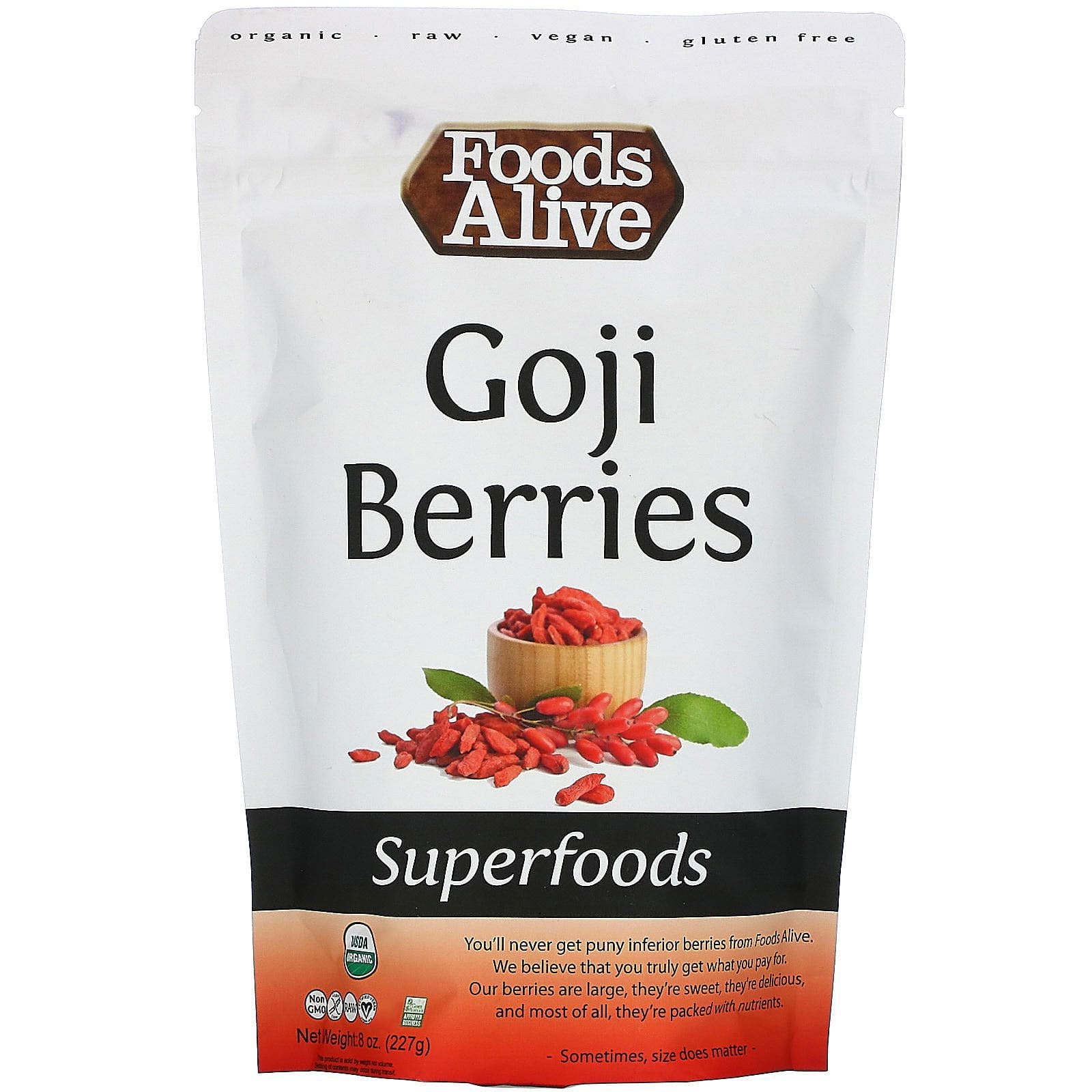 Foods Alive, Superalimentos, bayas Goji, 8 oz (227 g)