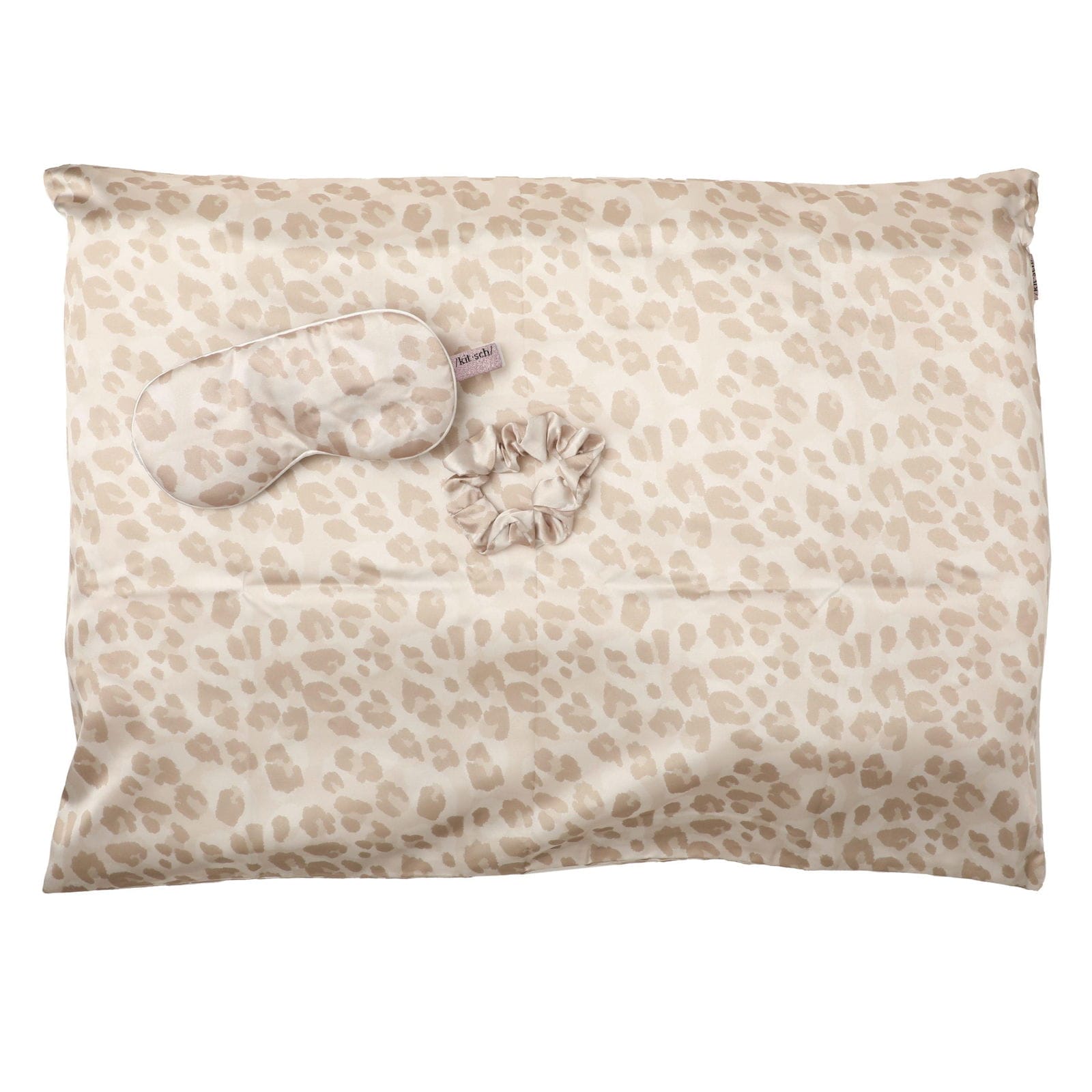 Kitsch, Set de satén para dormir, Leopardo, Set de 3 piezas