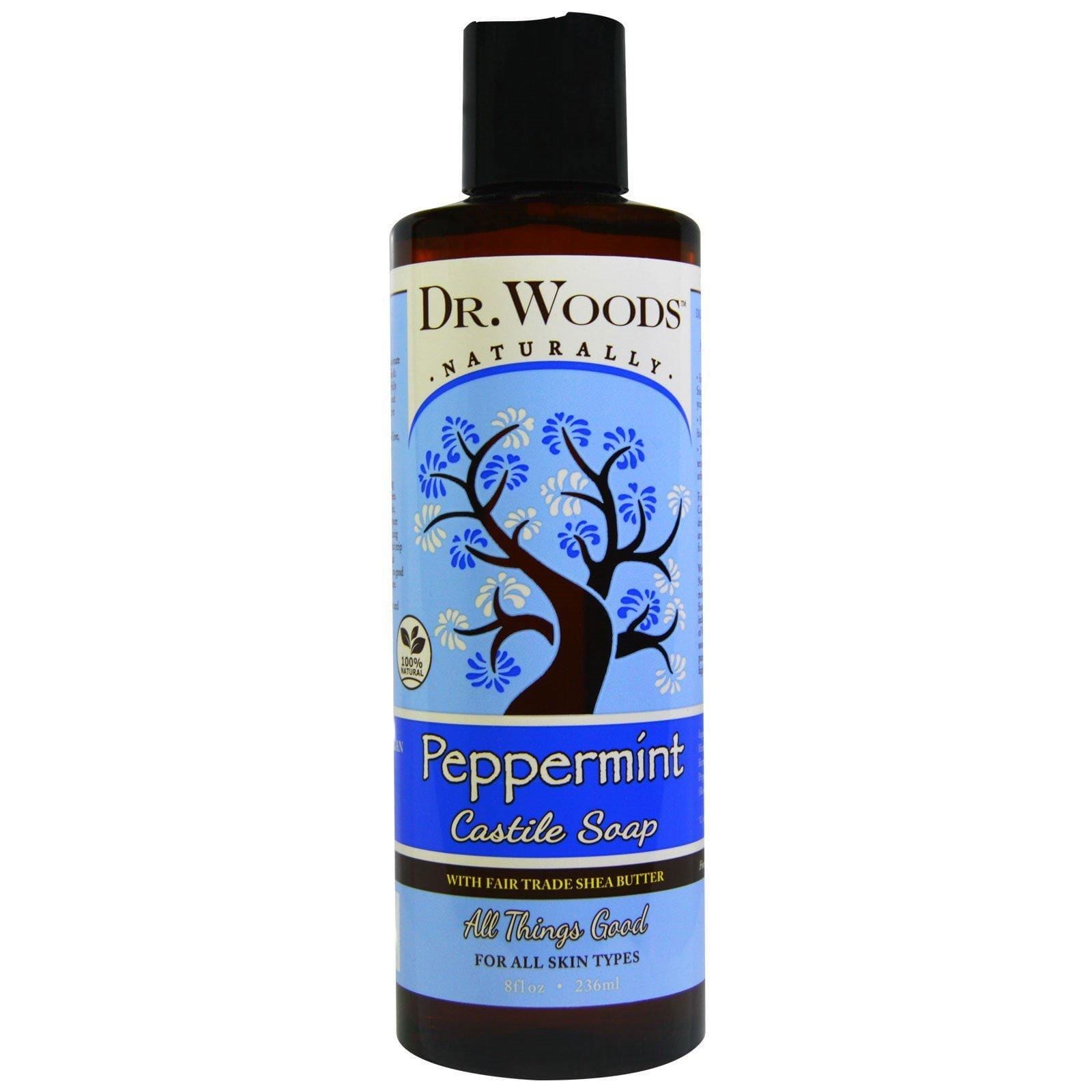Dr. Woods, Jabón de Castilla de menta con manteca de karité, de comercio justo, 8 oz fluidas (236 ml)