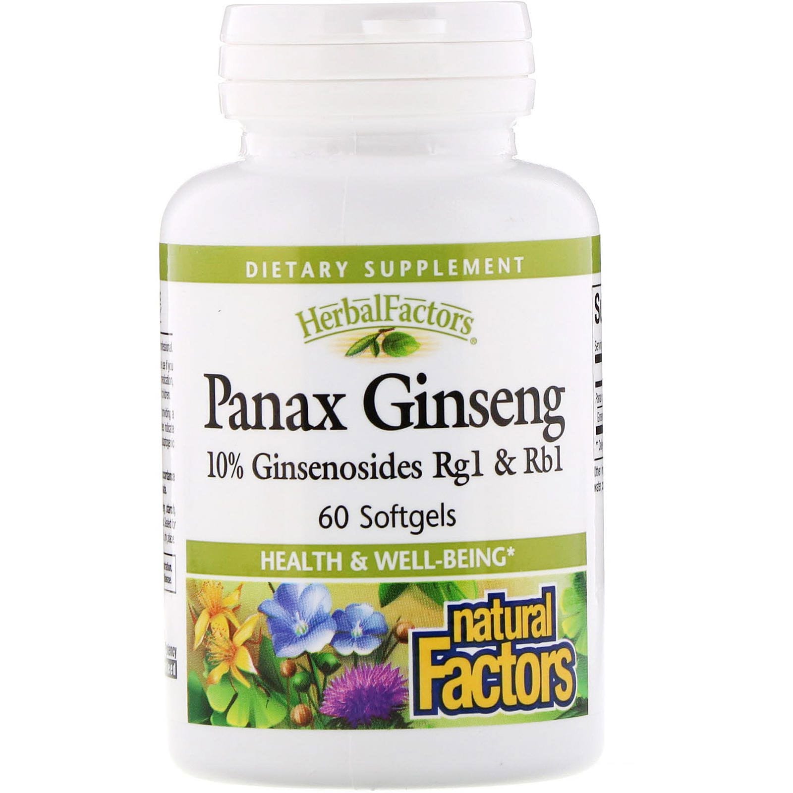 Natural Factors, HerbalFactors, Panax Ginseng, 60 cápsulas