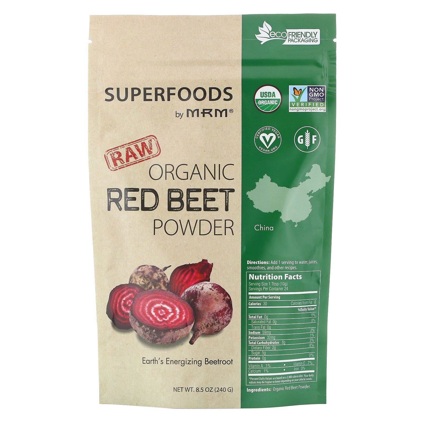 MRM, Polvo de remolacha roja orgánico sin procesar, 240 g (8,5 oz)