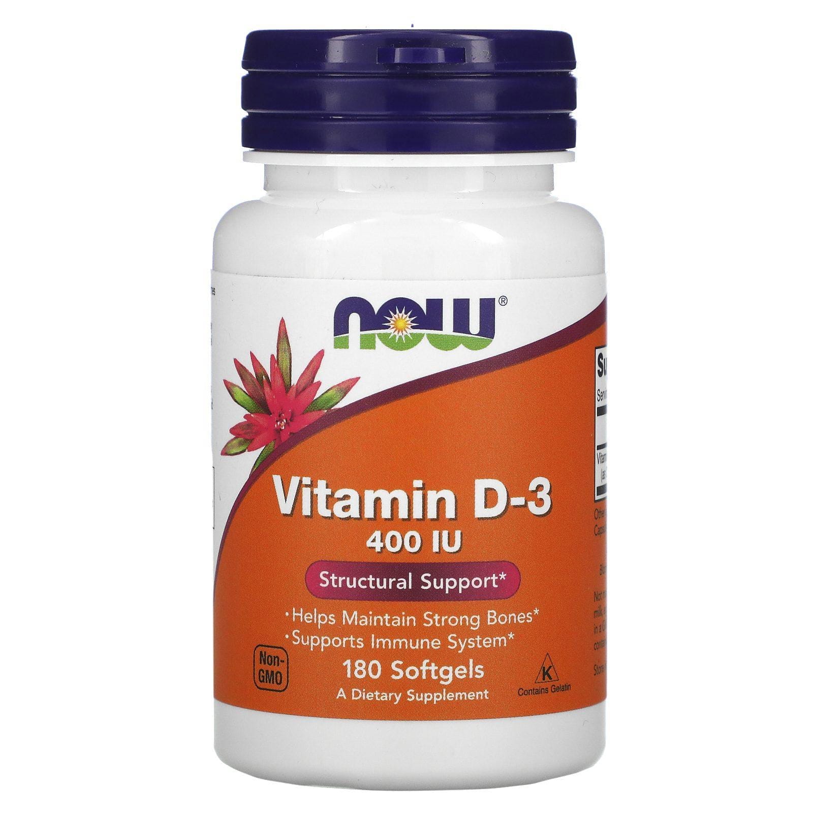 Now Foods, Vitamina D3, 400 IU, 180 cápsulas de gel