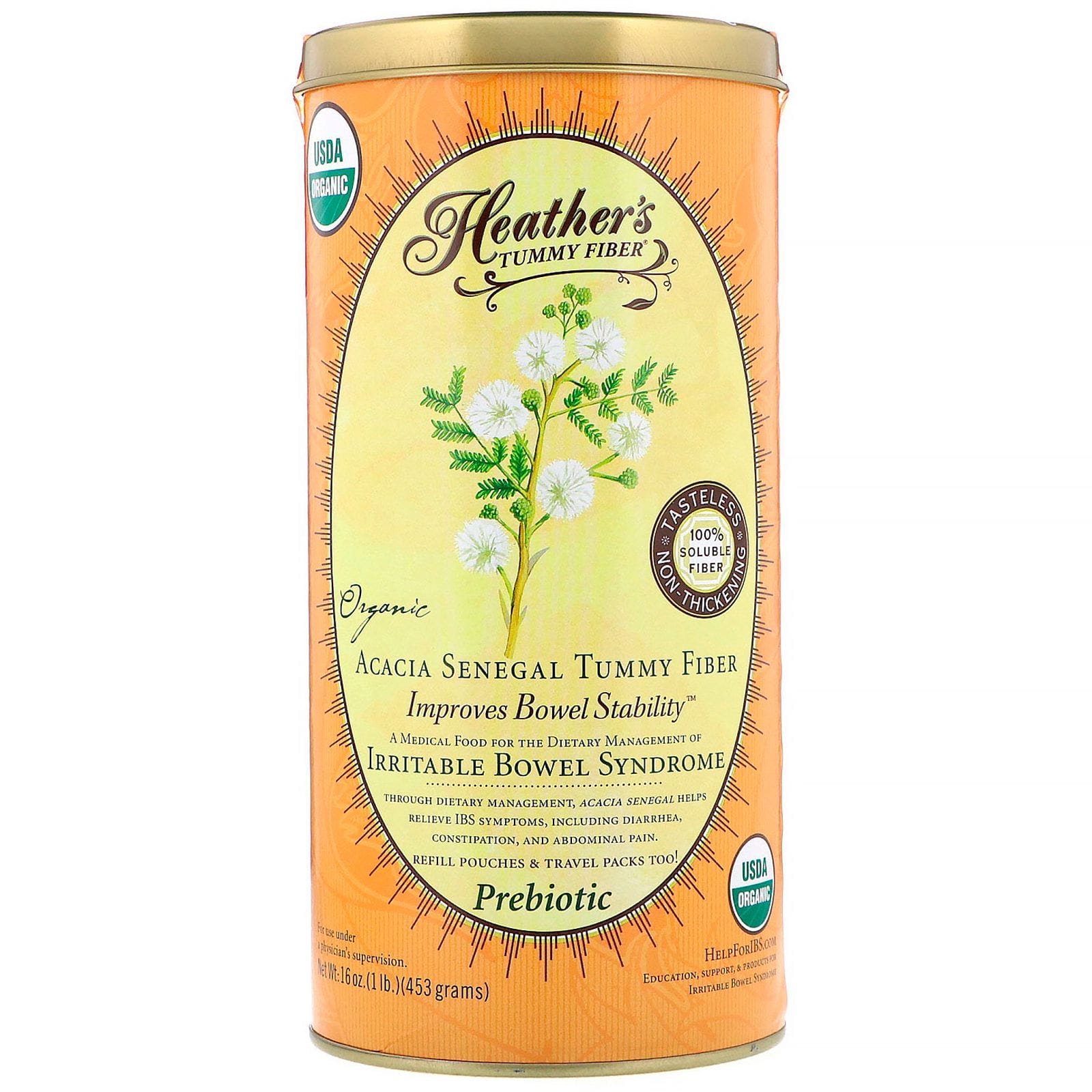 Heather's Tummy Care, Tummy Fiber, Organic Acacia Senegal Tummy Fiber, 16 oz (453 g)