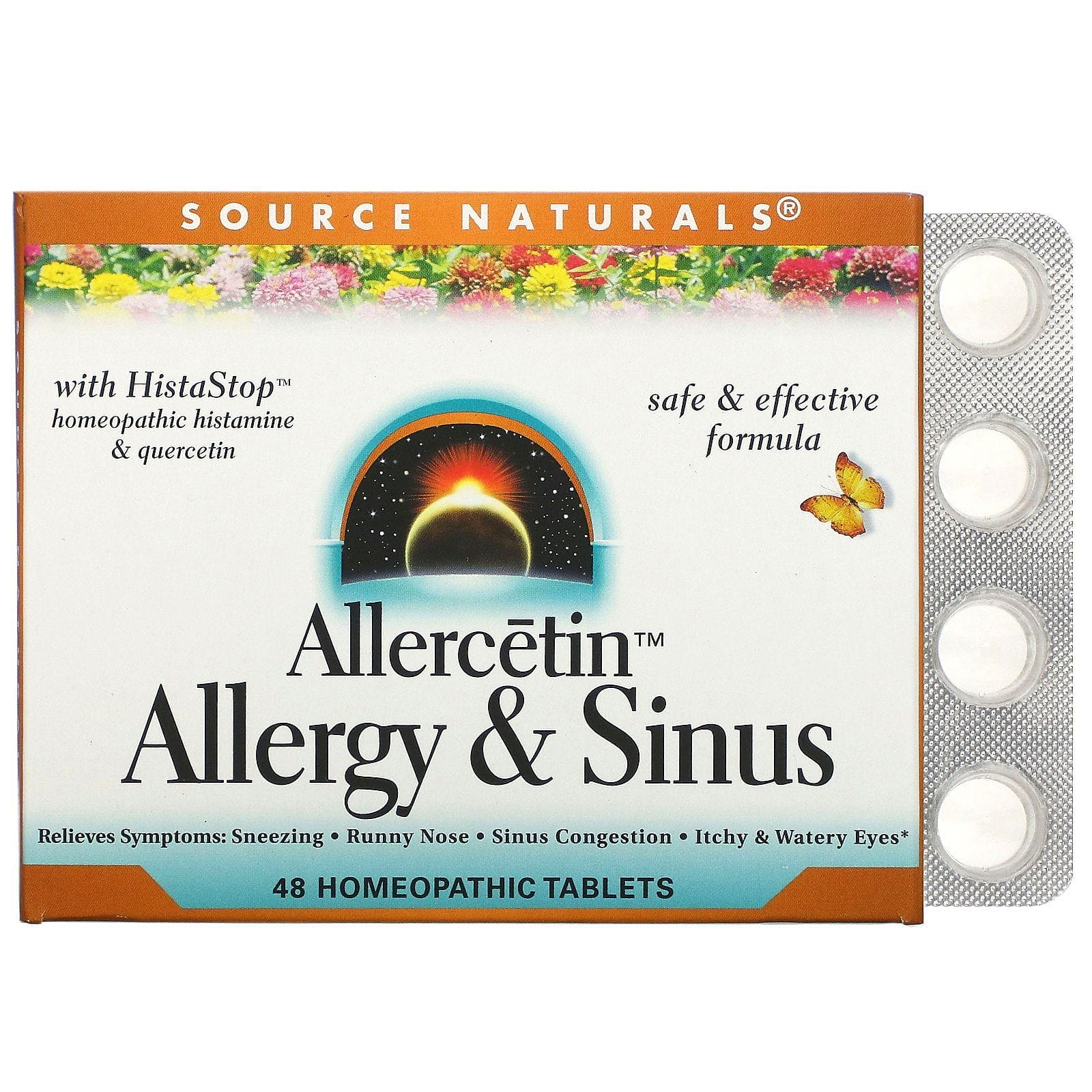 Source Naturals, Allercetin, Alergia y senos nasales, 48 comprimidos homeopáticos